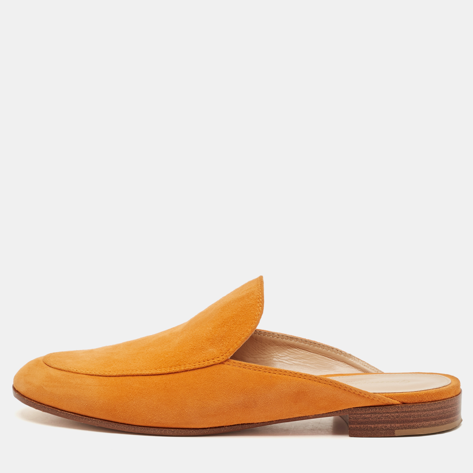 

Gianvito Rossi Orange Suede Palau Mules Size