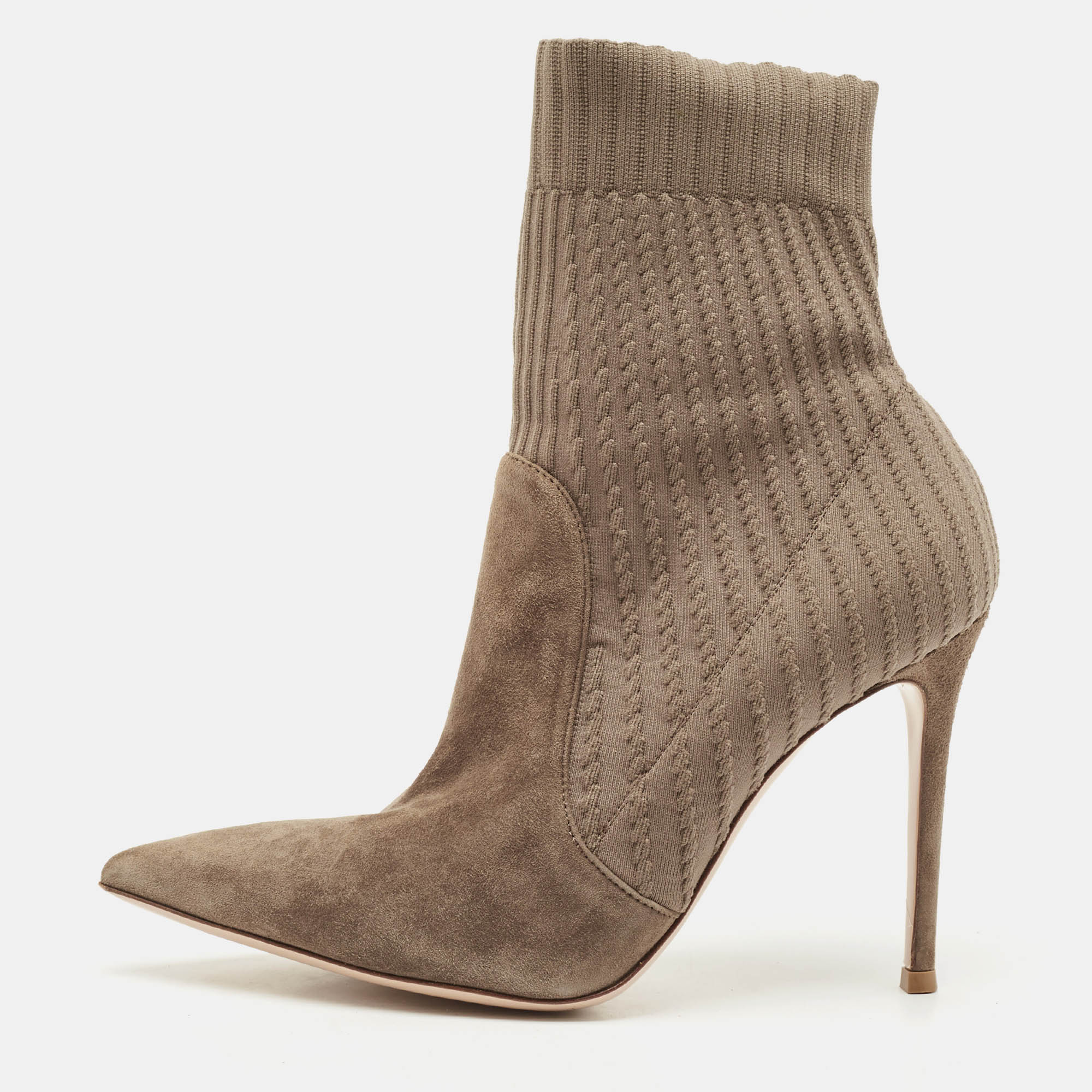

Gianvito Rossi Brown Fabric and Suede Ankle Length Boots Size