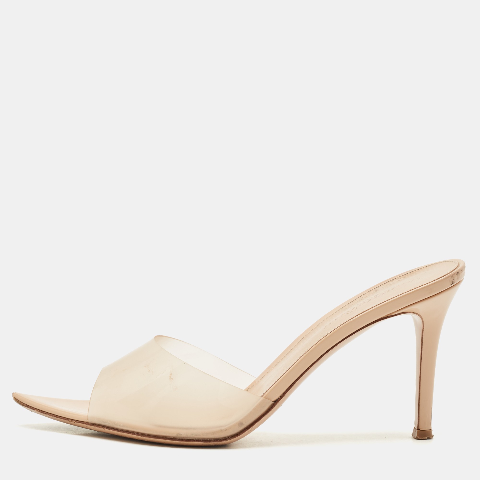 

Gianvito Rossi Beige PVC Elle Slide Mules Size