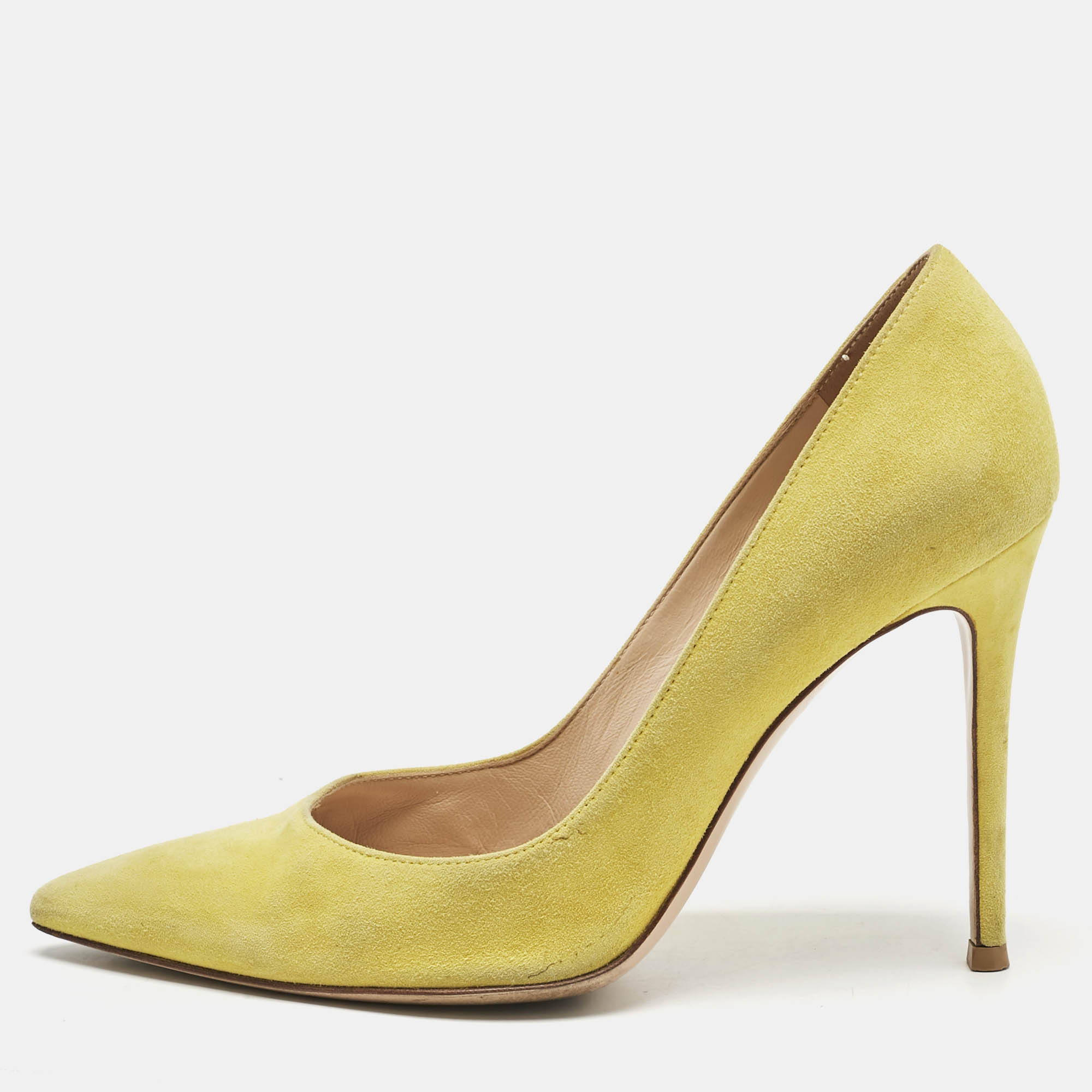 

Gianvito Rossi Yellow Suede Pointed Toe Pumps Size