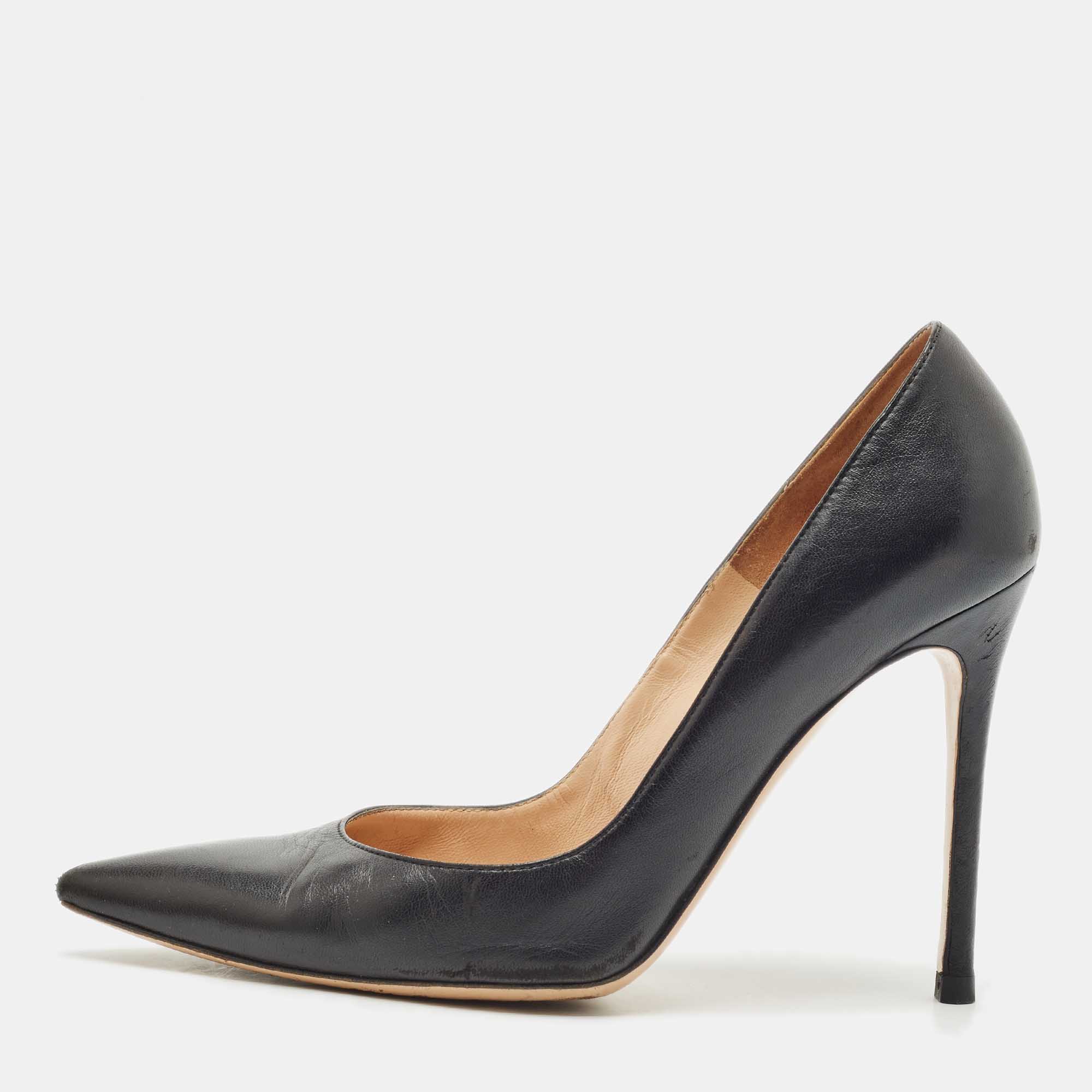 

Gianvito Rossi Black Leather Gianvito 105 Pointed Toe Pumps Size
