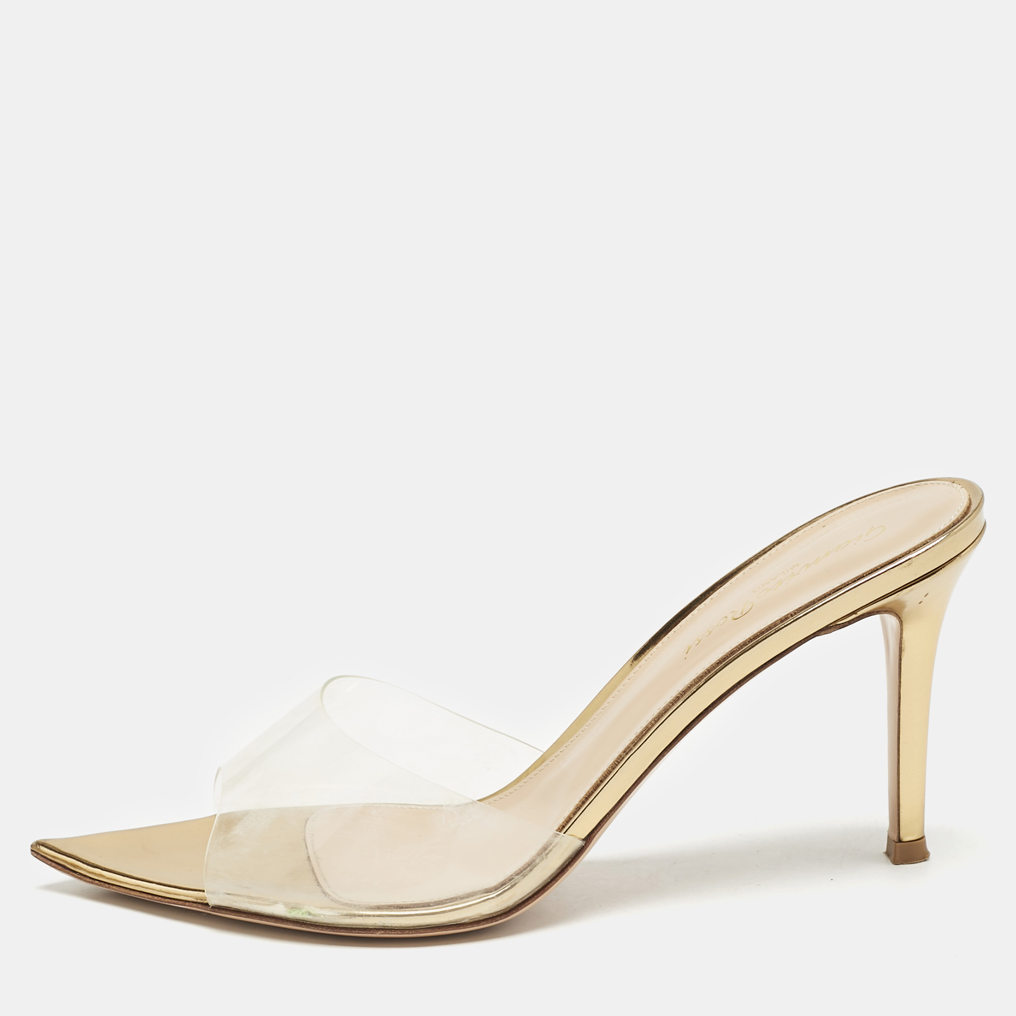 

Gianvito Rossi Transparent PVC Elle Mules Size