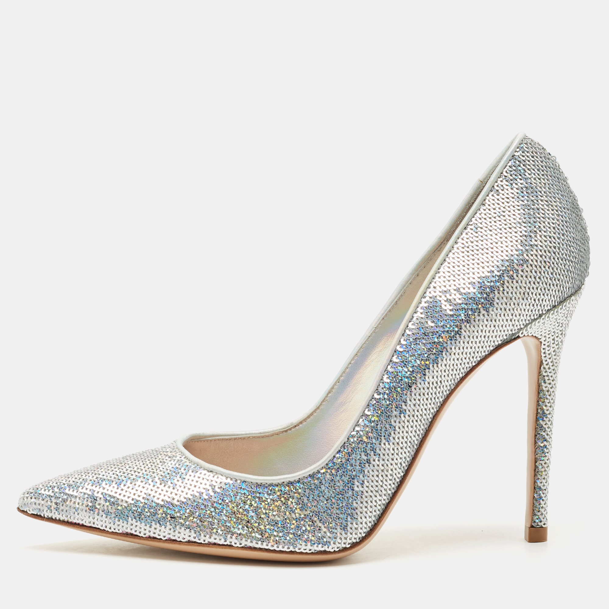 

Gianvito Rossi Silver Sequins Gianvito Pumps Size