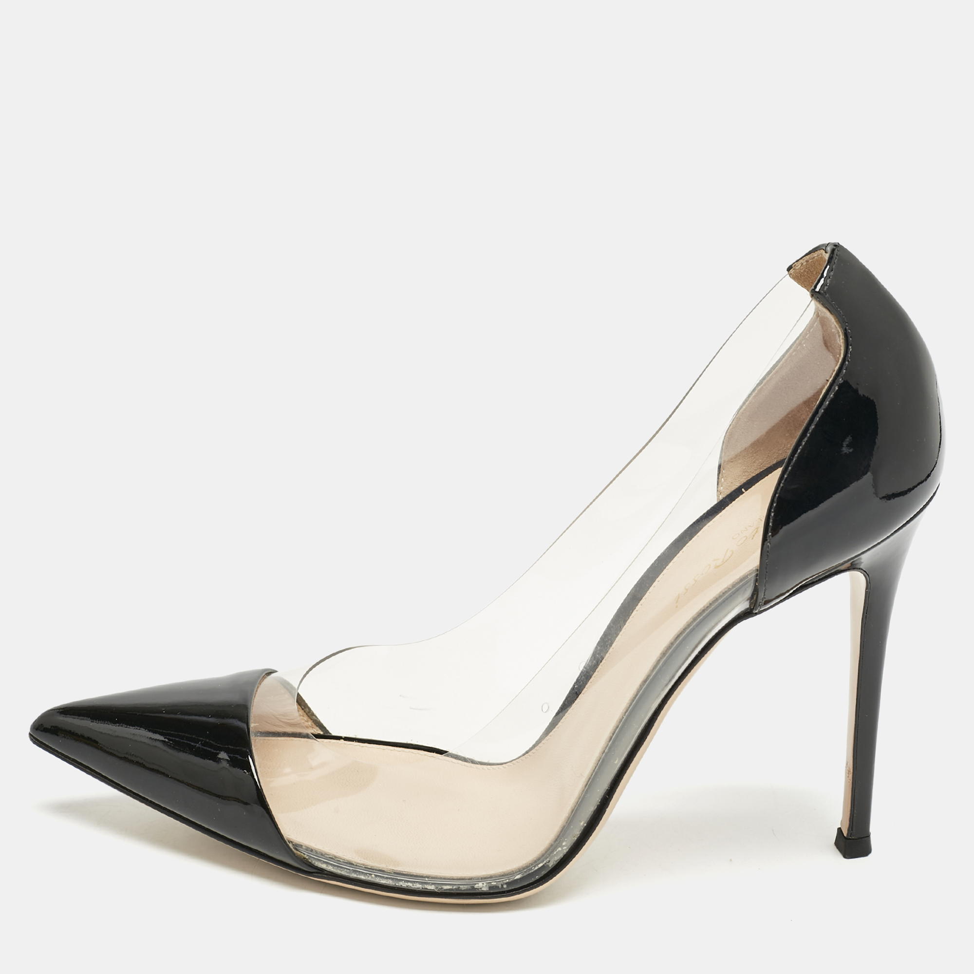 

Gianvito Rossi Black Patent Leather and PVC Plexi Pumps Size