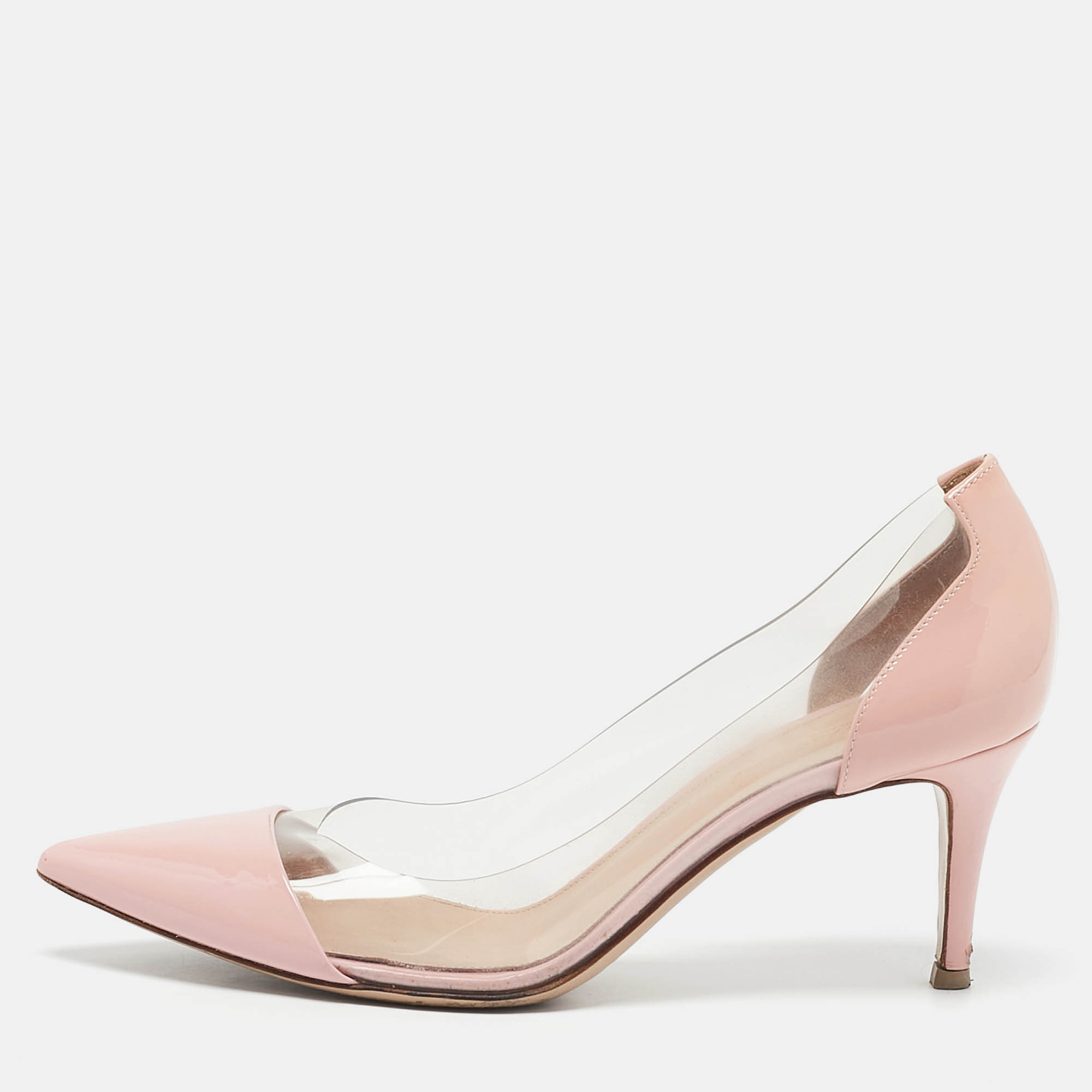 

Gianvito Rossi Pink Leather and PVC Plexi Pumps Size