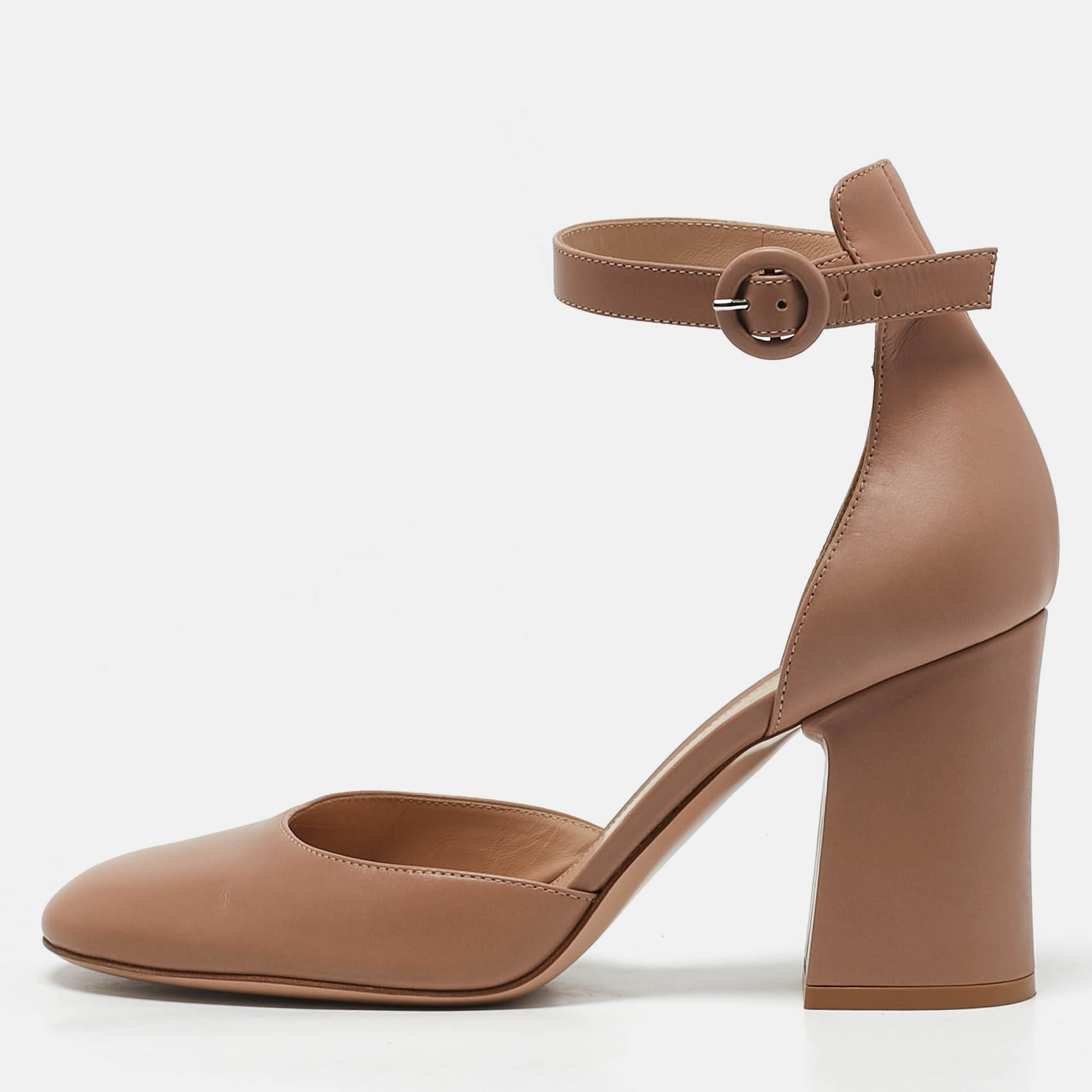 

Gianvito Rossi Beige Leather D'orsay Ankle Strap Pumps Size
