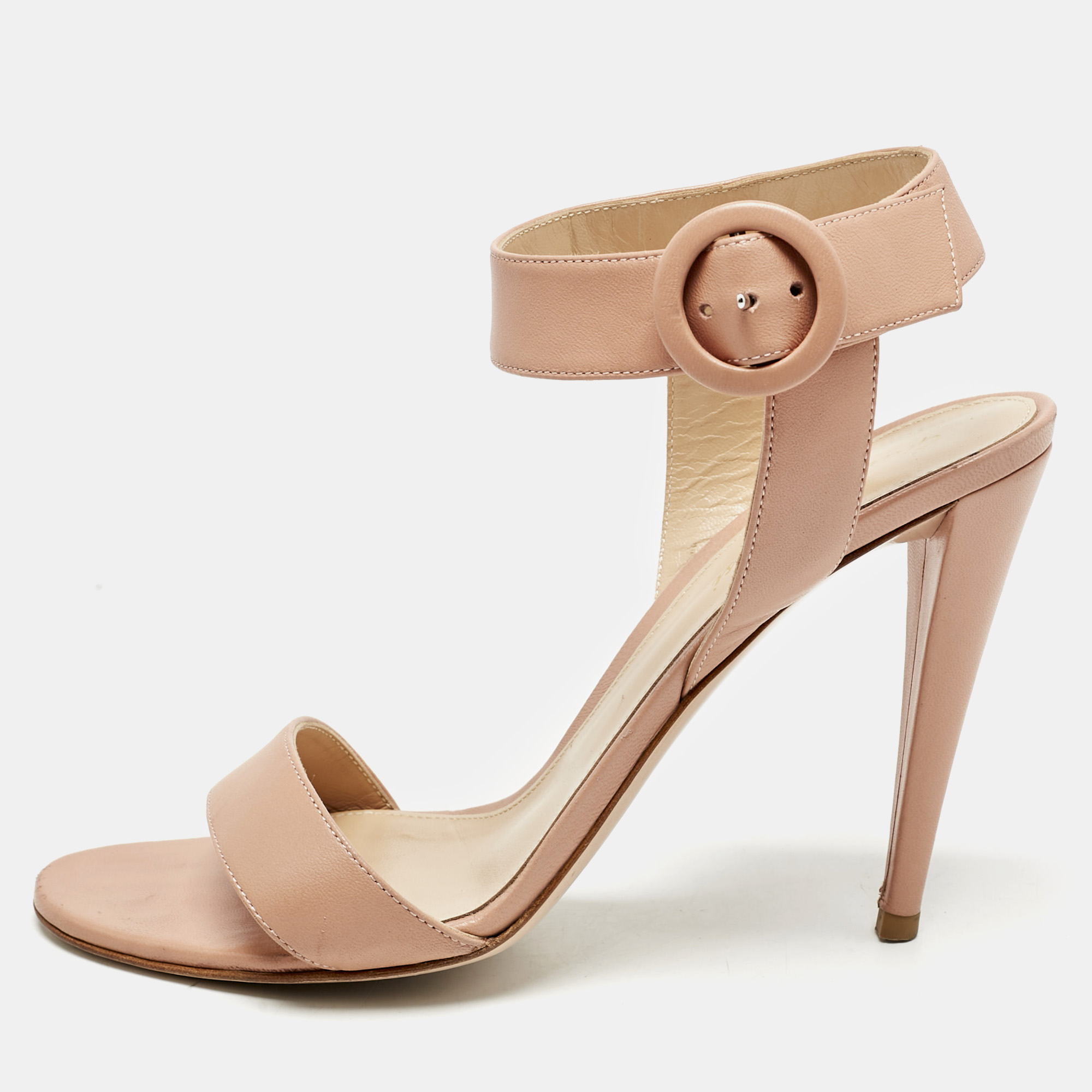 

Gianvito Rossi Beige Leather Lennox Ankle Strap Sandals Size