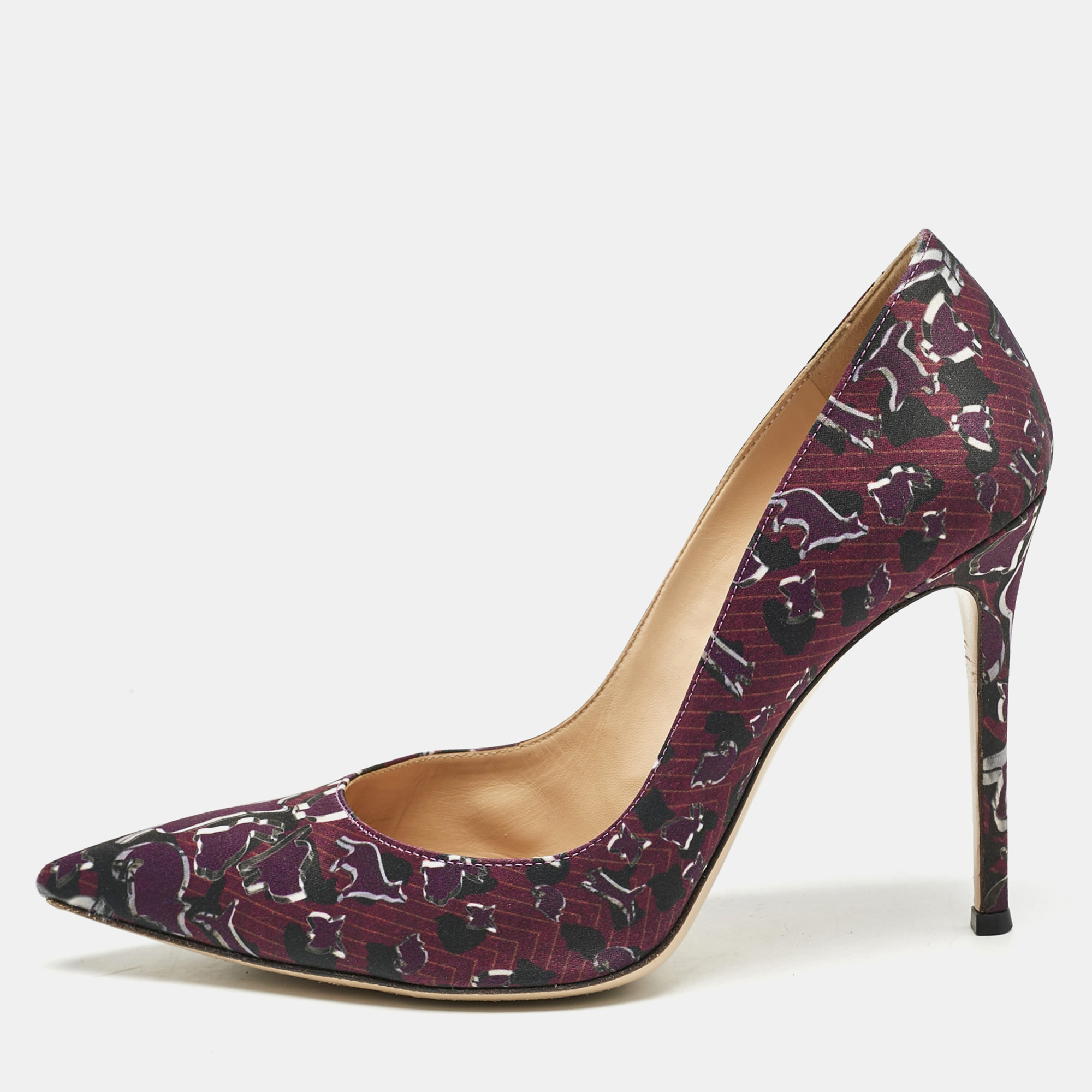 

Gianvito Rossi Purple Satin Plexi Pointed Toe Pumps Size