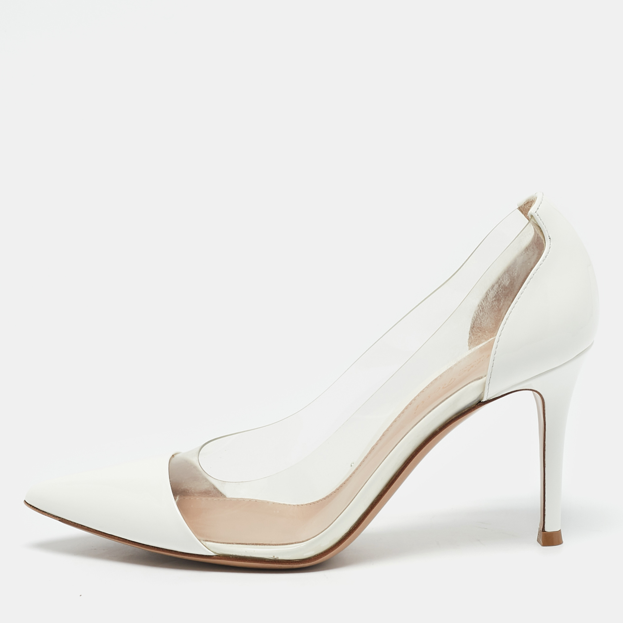 

Gianvito Rossi White Patent Leather and PVC Plexi Pumps Size