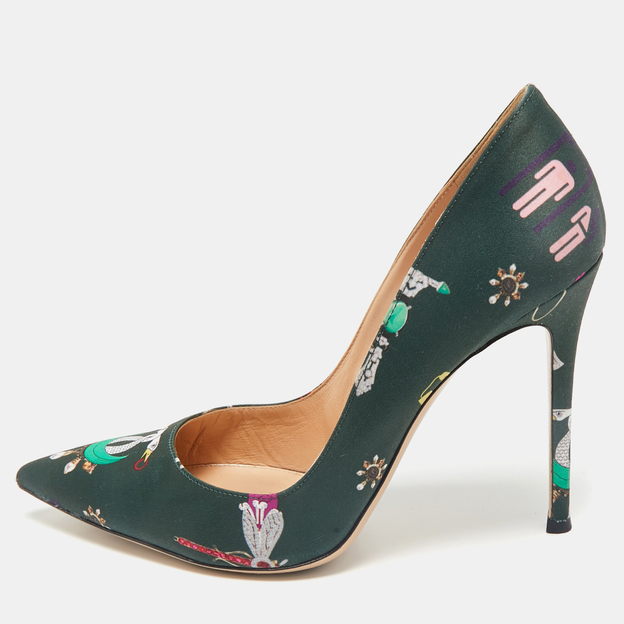 

Gianvito Rossi Green Satin Gianvito 85 Pointed Toe Pumps Size