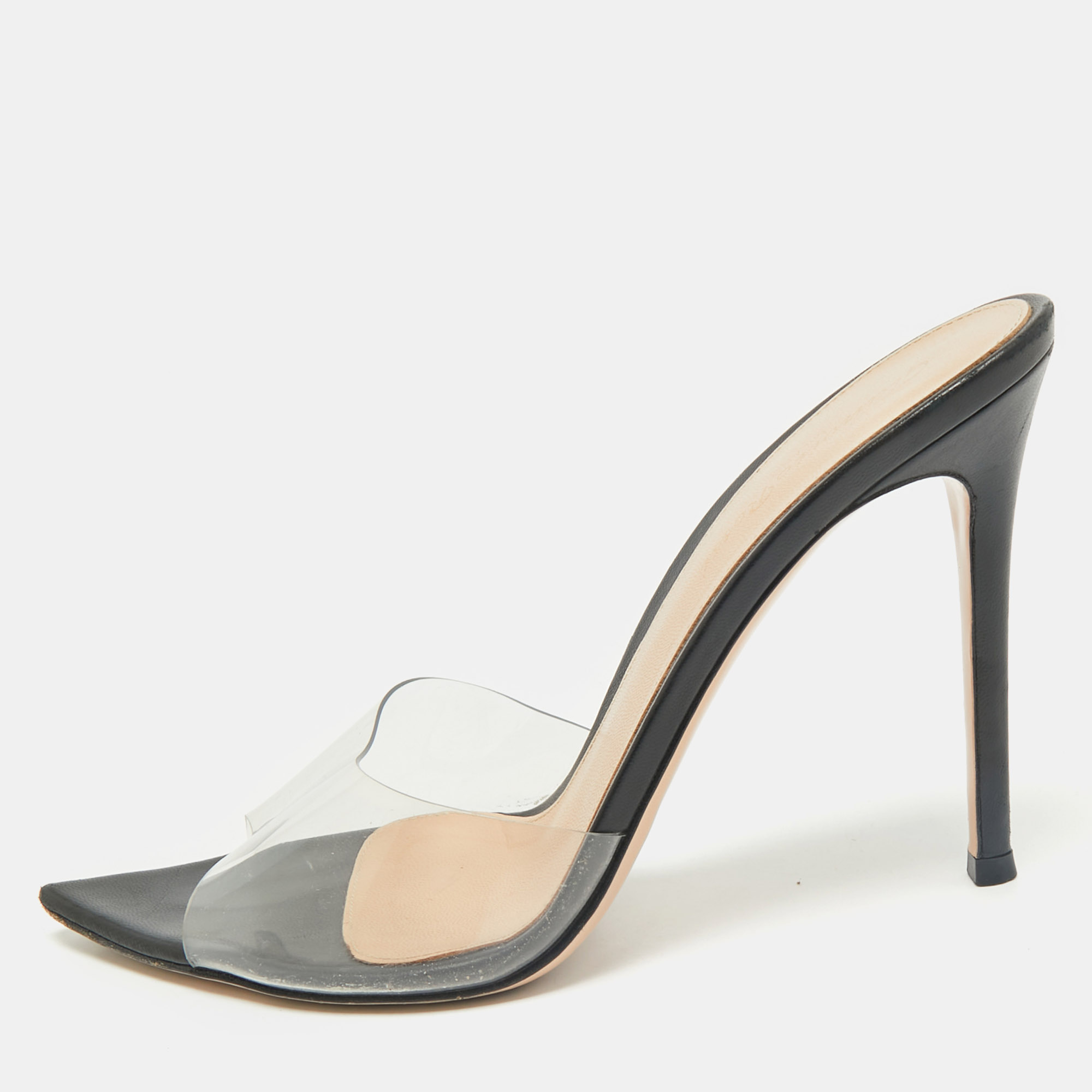 

Gianvito Rossi Black PVC Elle Slide Sandals Size