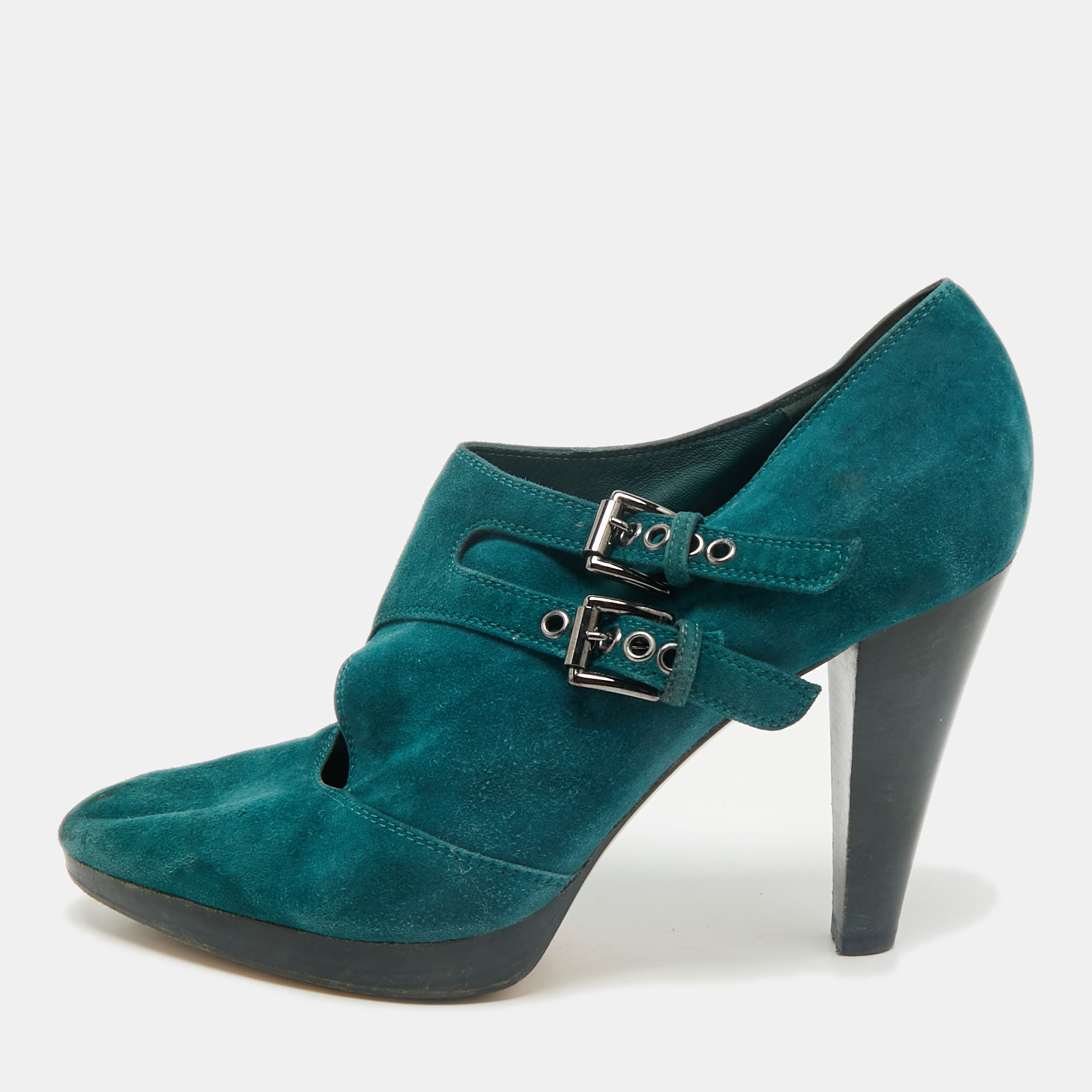 

Gianvito Rossi Teal Green Suede Ankle Booties Size