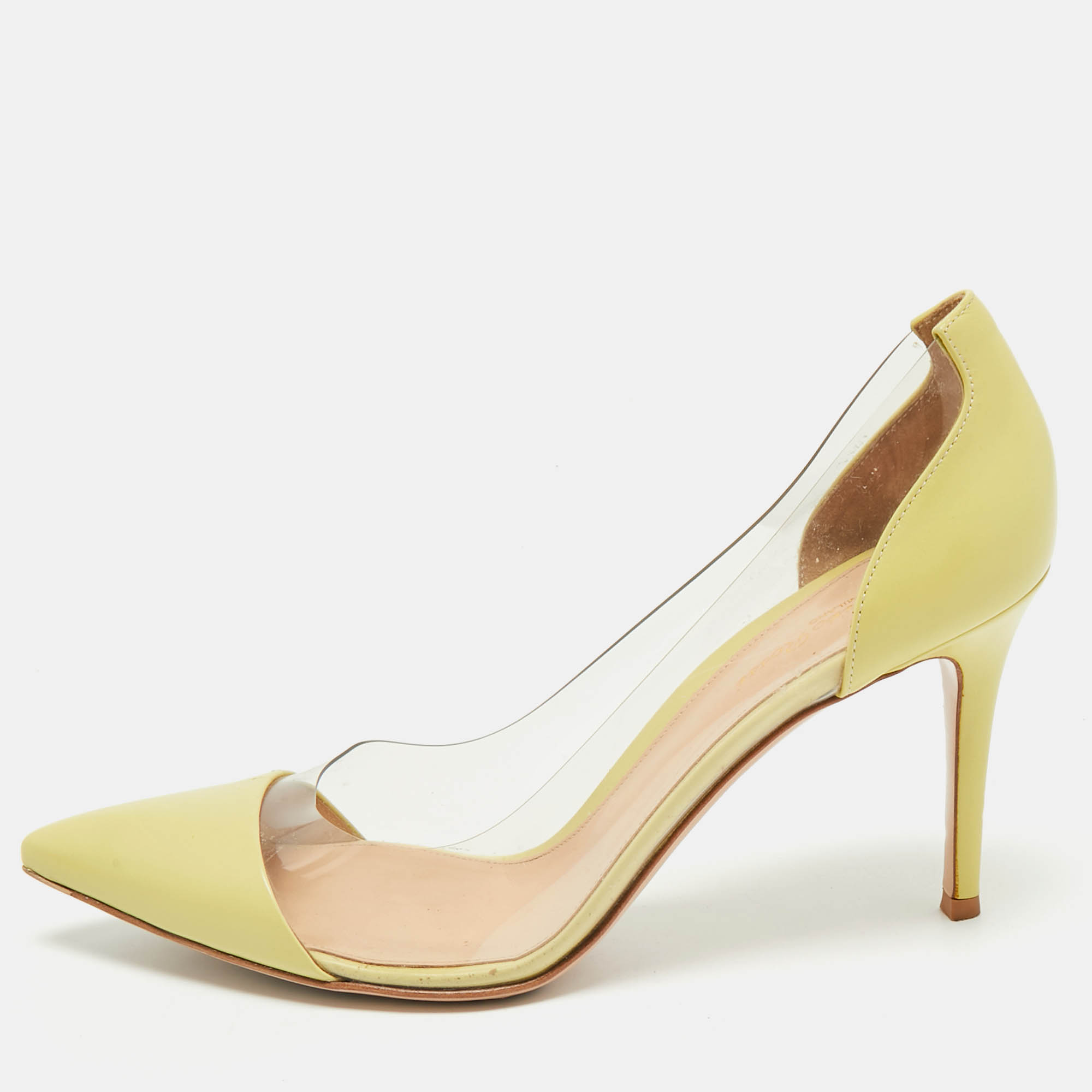 Pre-owned Gianvito Rossi Green Leather And Pvc Plexi Pumps Size 41