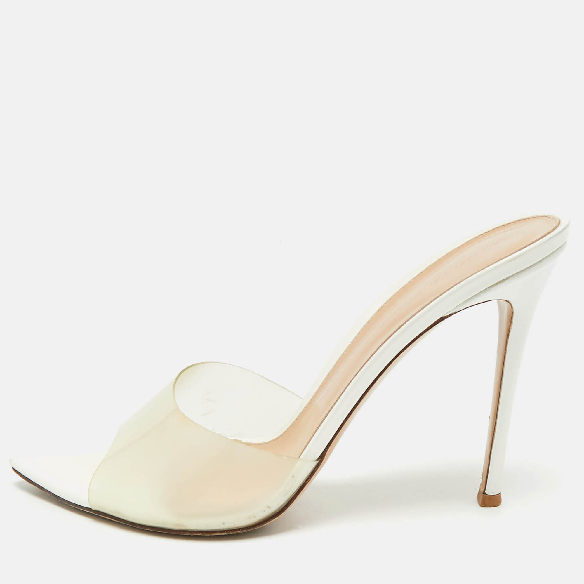 

Gianvito Rossi White PVC Elle Slide Sandals Size