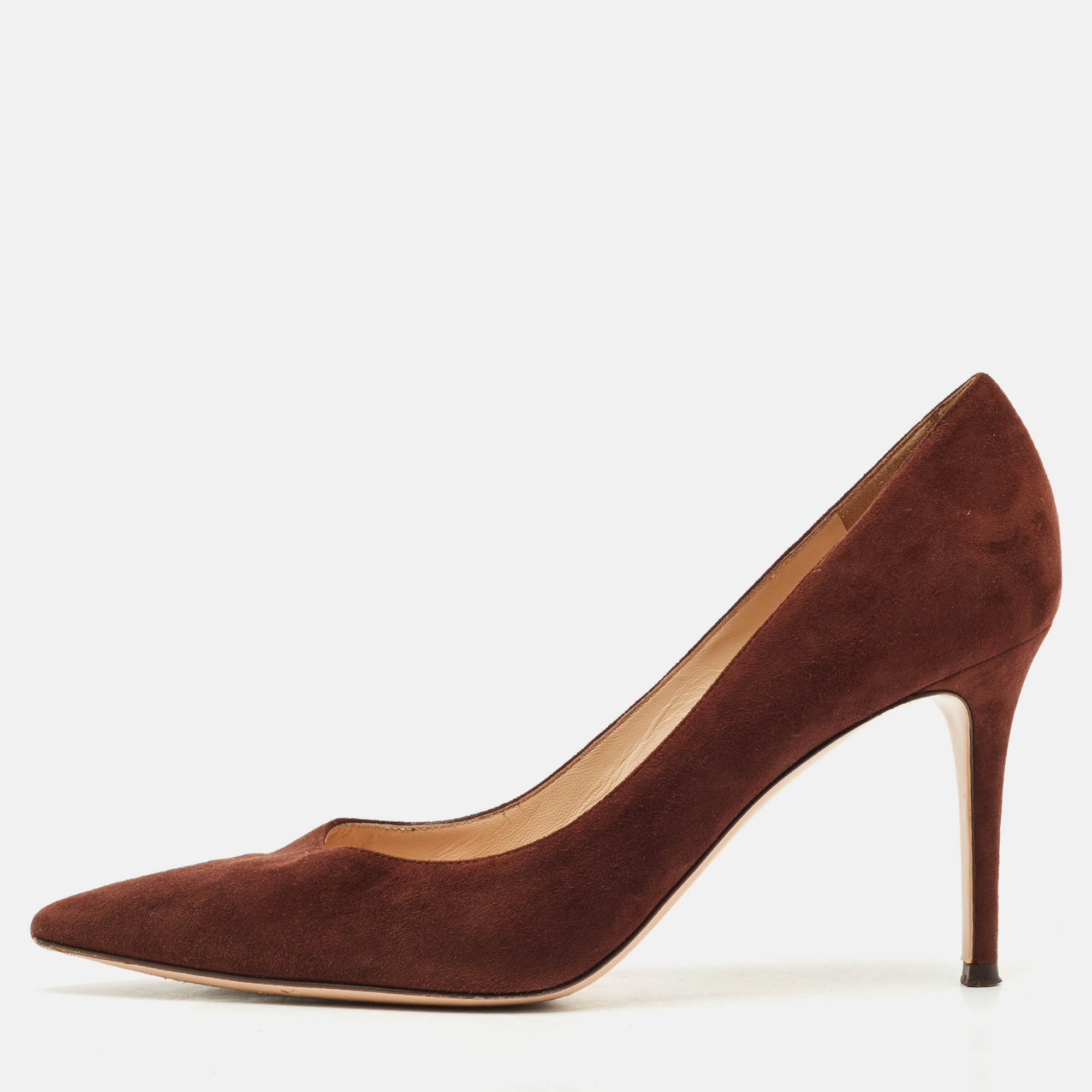Pre-owned Gianvito Rossi Dark Brown Suede Gianvito 105 Pointed Toe Pumps Size 41