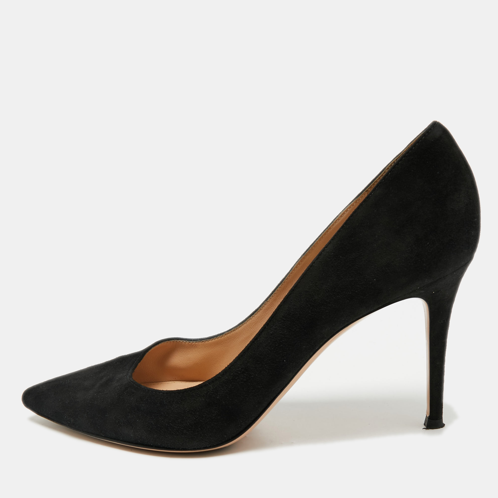 Pre-owned Gianvito Rossi Black Suede Gianvito Pointed Toe Pumps Size 41