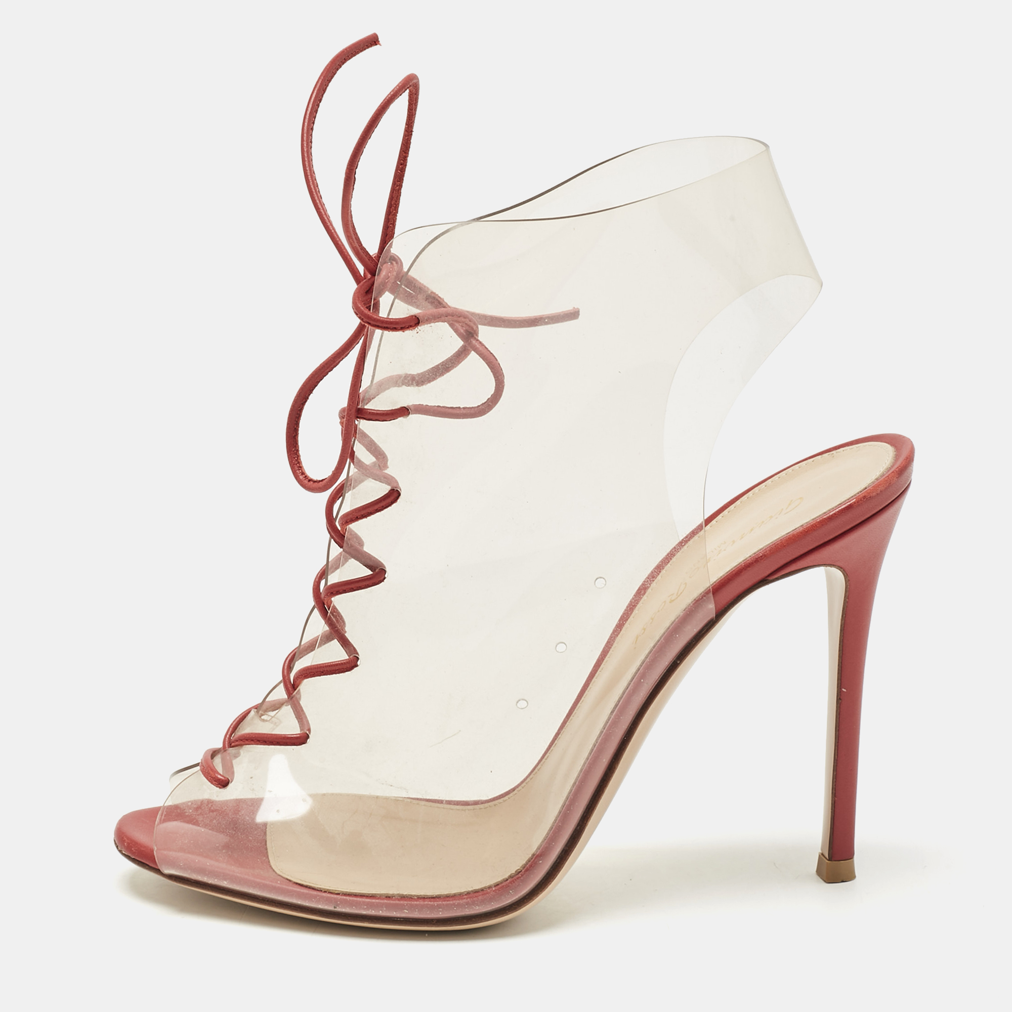 

Gianvito Rossi Red PVC and Leather Helmut Boots Size