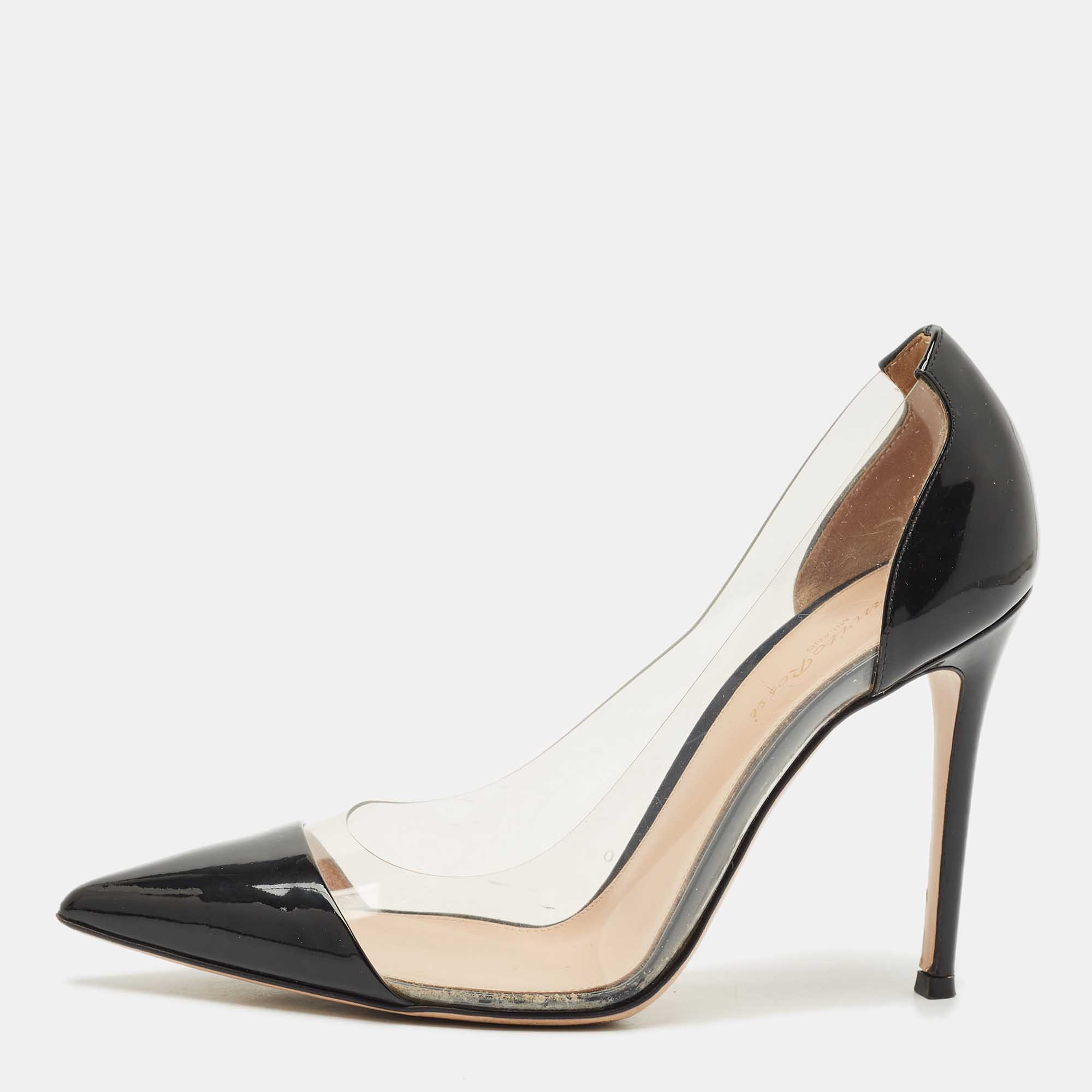 

Gianvito Rossi Black Patent Leather and PVC Plexi Pumps Size
