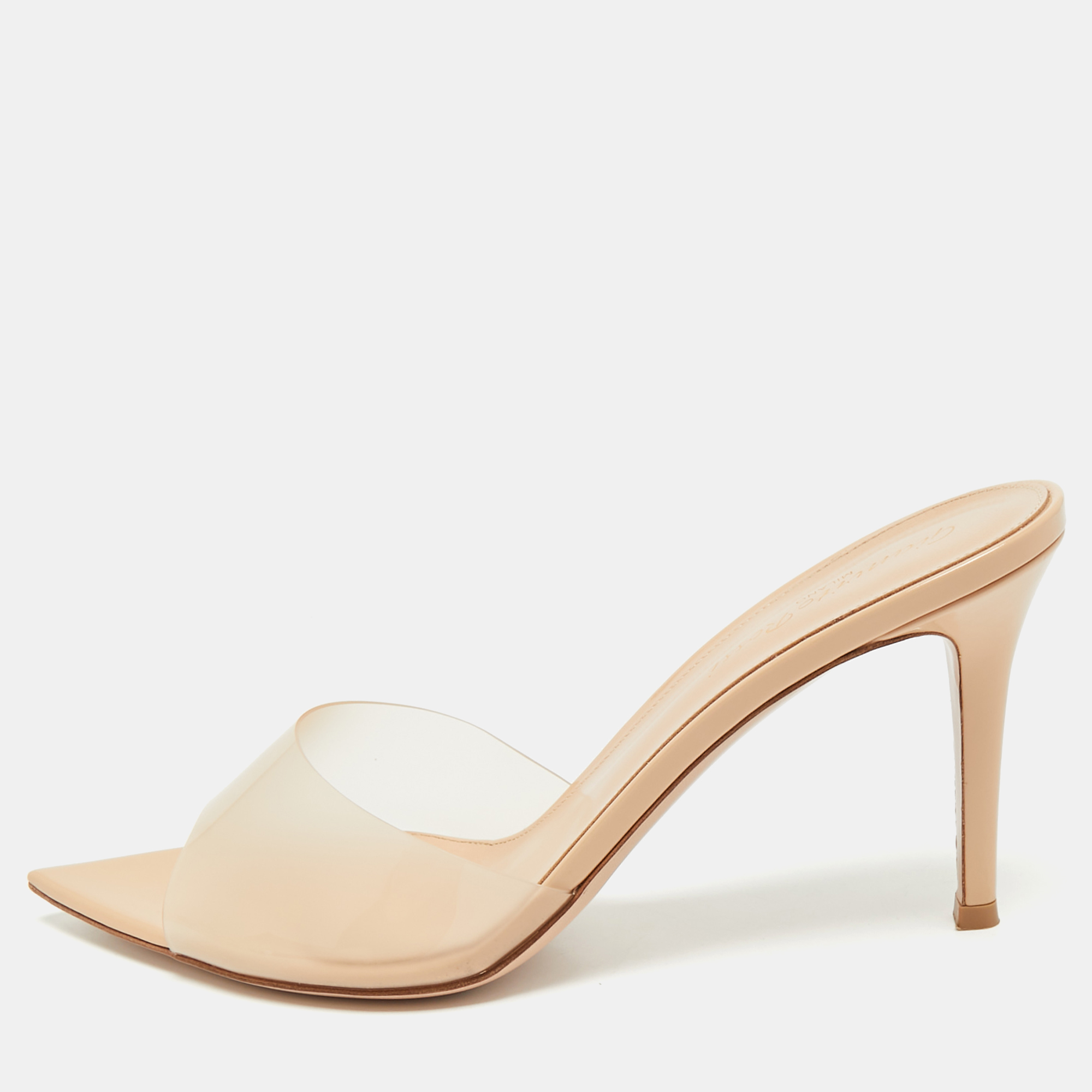 

Gianvito Rossi Beige PVC Elle Slide Sandals Size