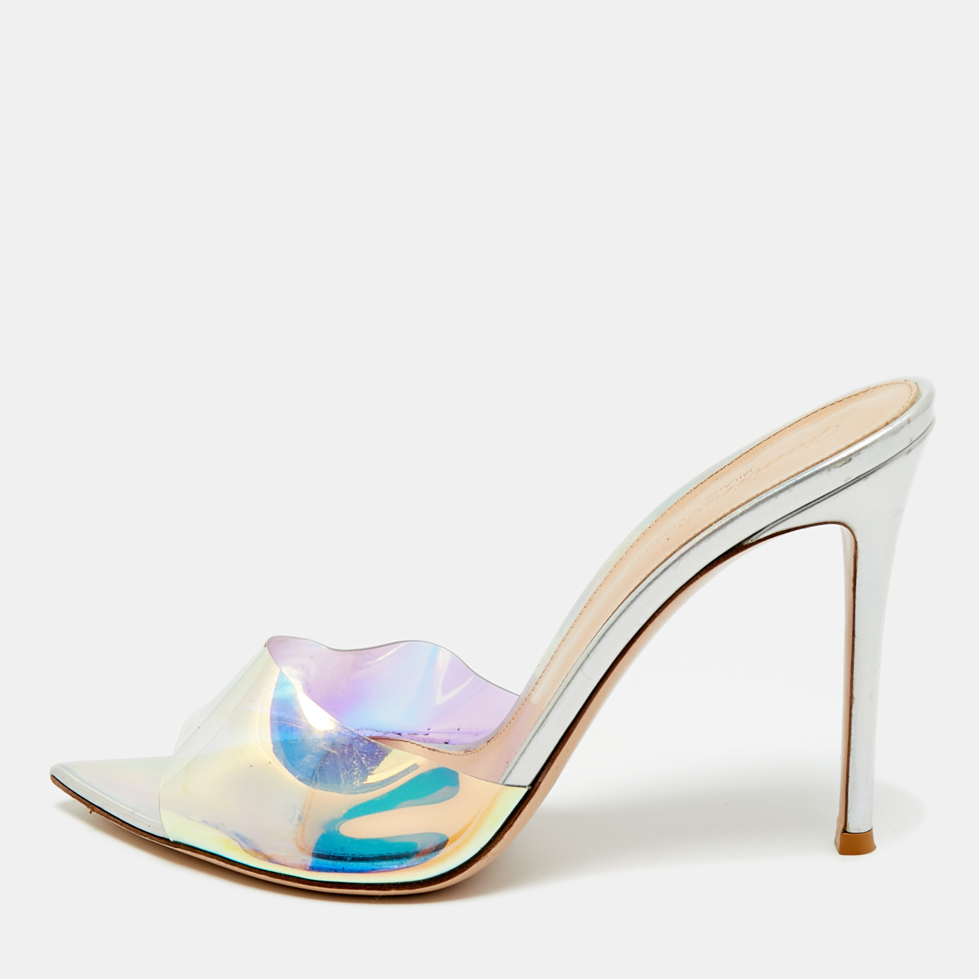 

Gianvito Rossi Iridescent PVC Elle Slide Sandals Size, Multicolor