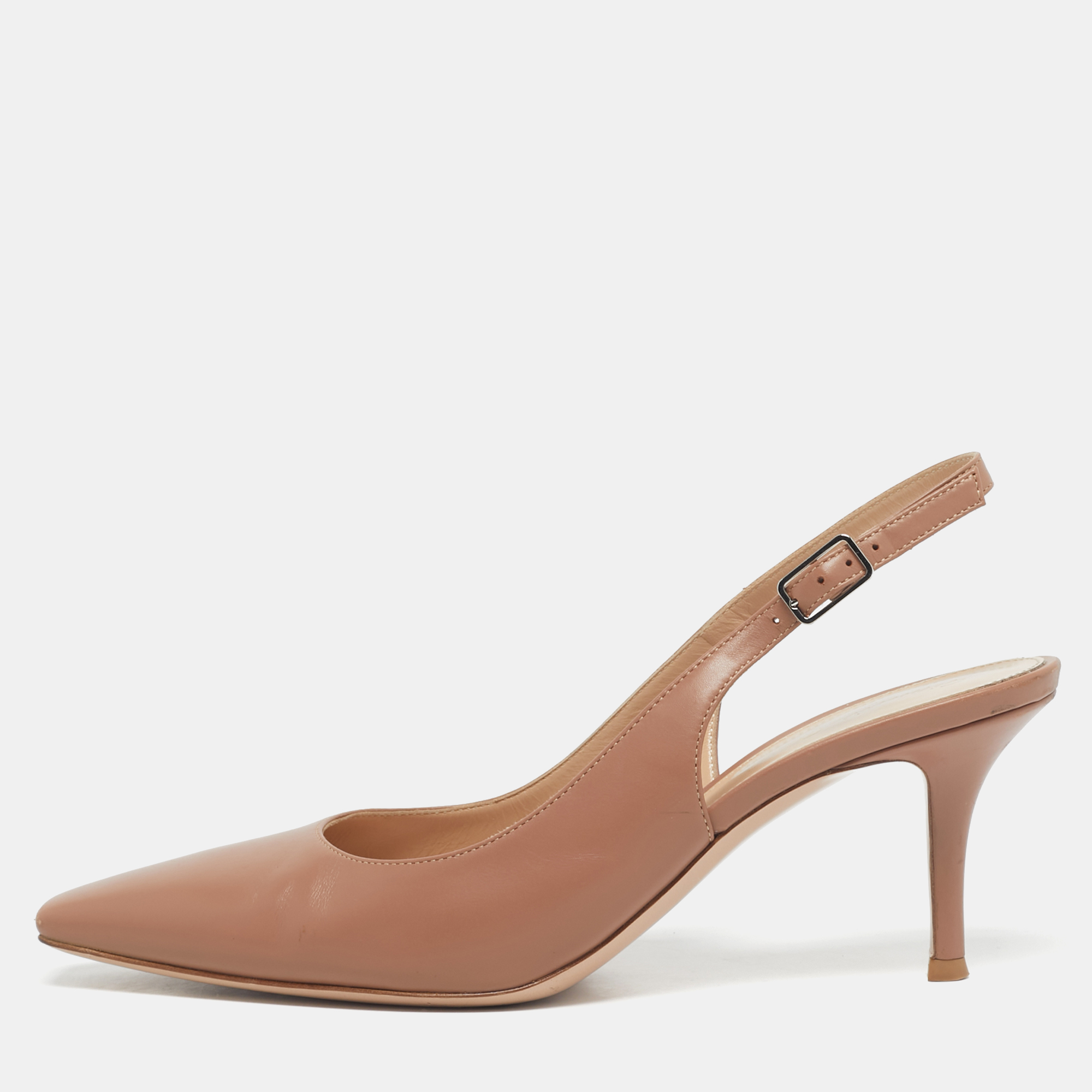 

Gianvito Rossi Brown Leather Slingback Pumps Size