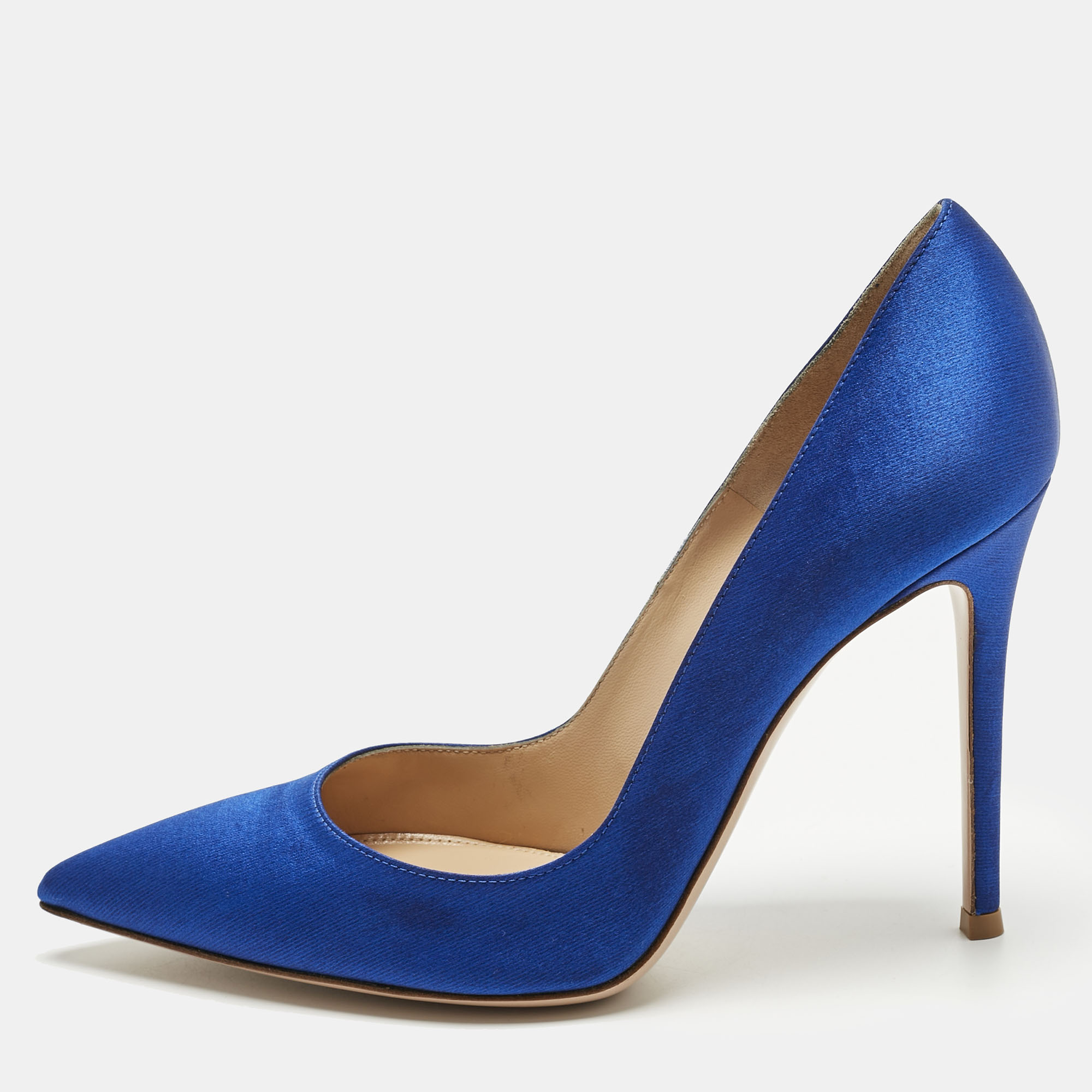 

Gianvito Rossi Royal Blue Satin Gianvito Pumps Size