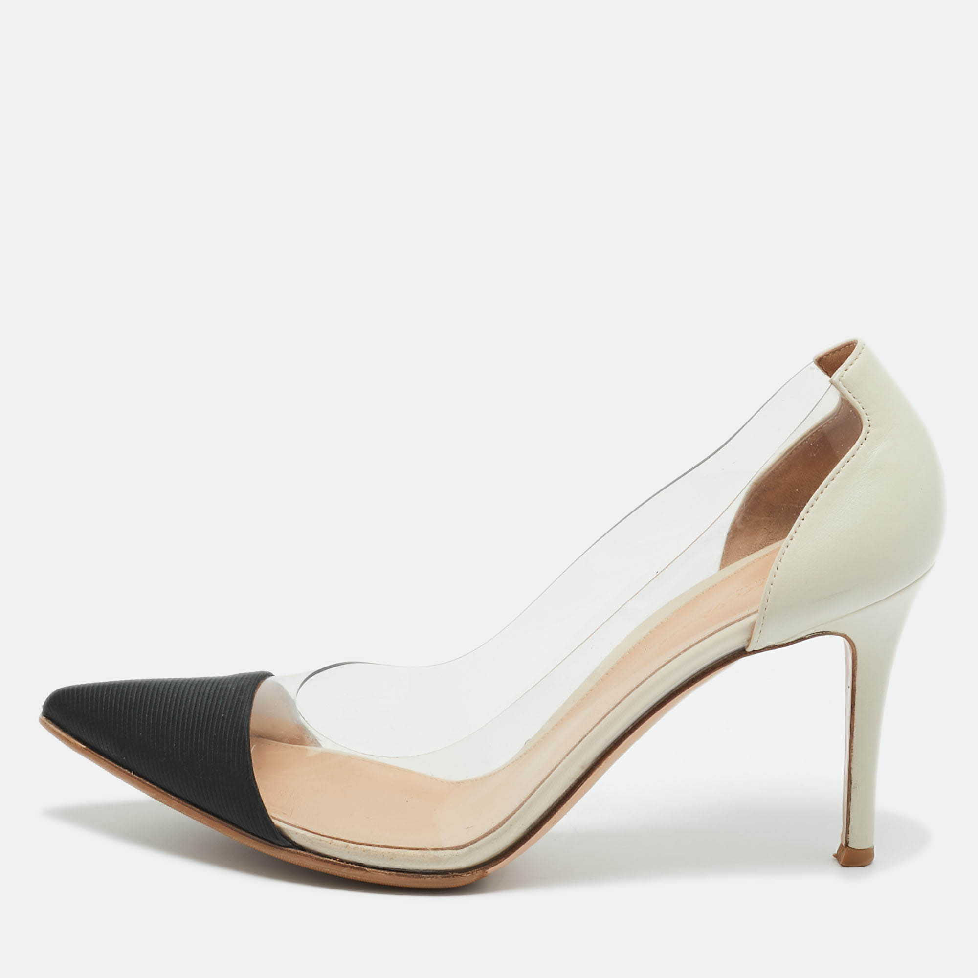 

Gianvito Rossi Tricolor Fabric and Leather Plexi Pumps Size, Black