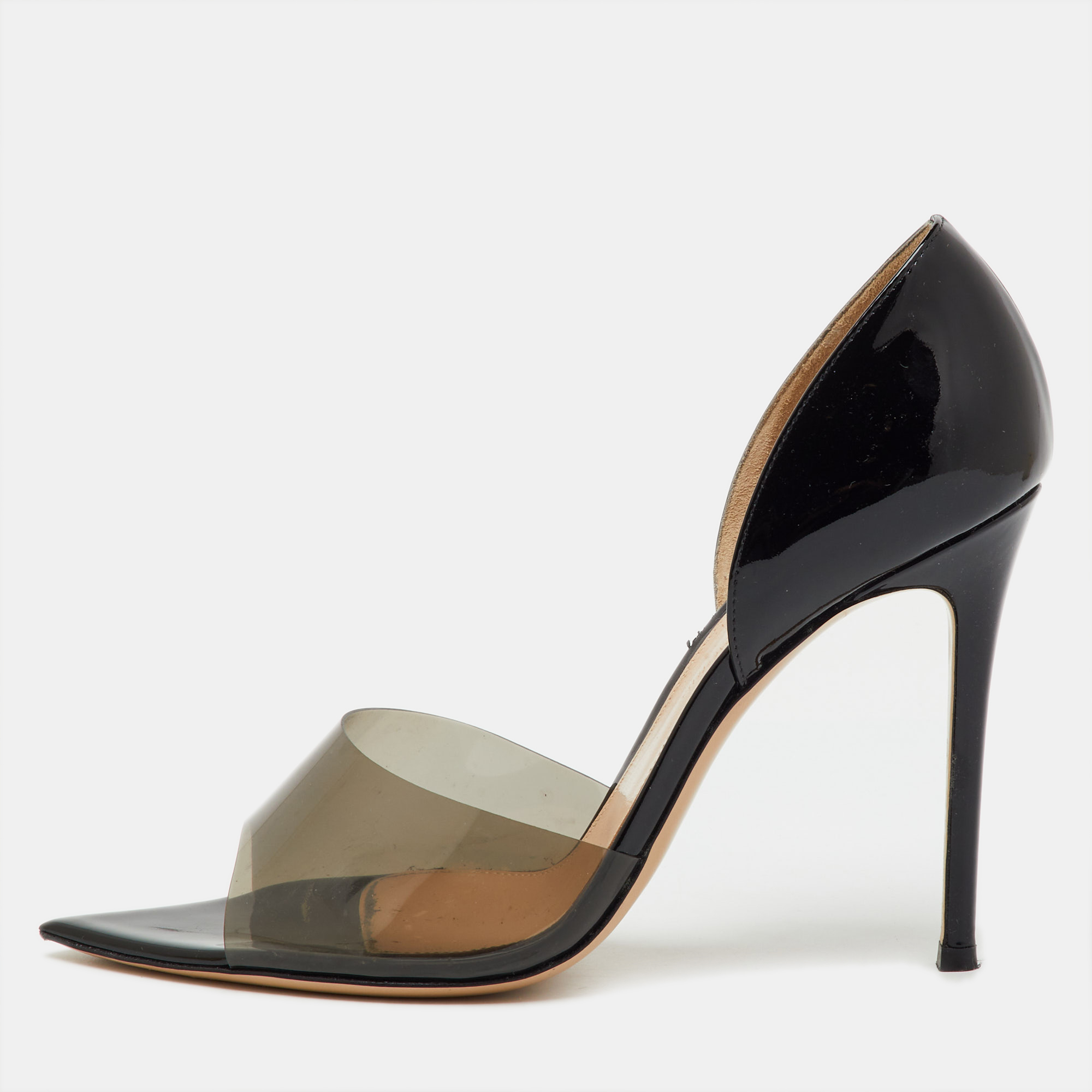 

Gianvito Rossi Black Patent Leather and PVC Bree D'orsay Pumps Size