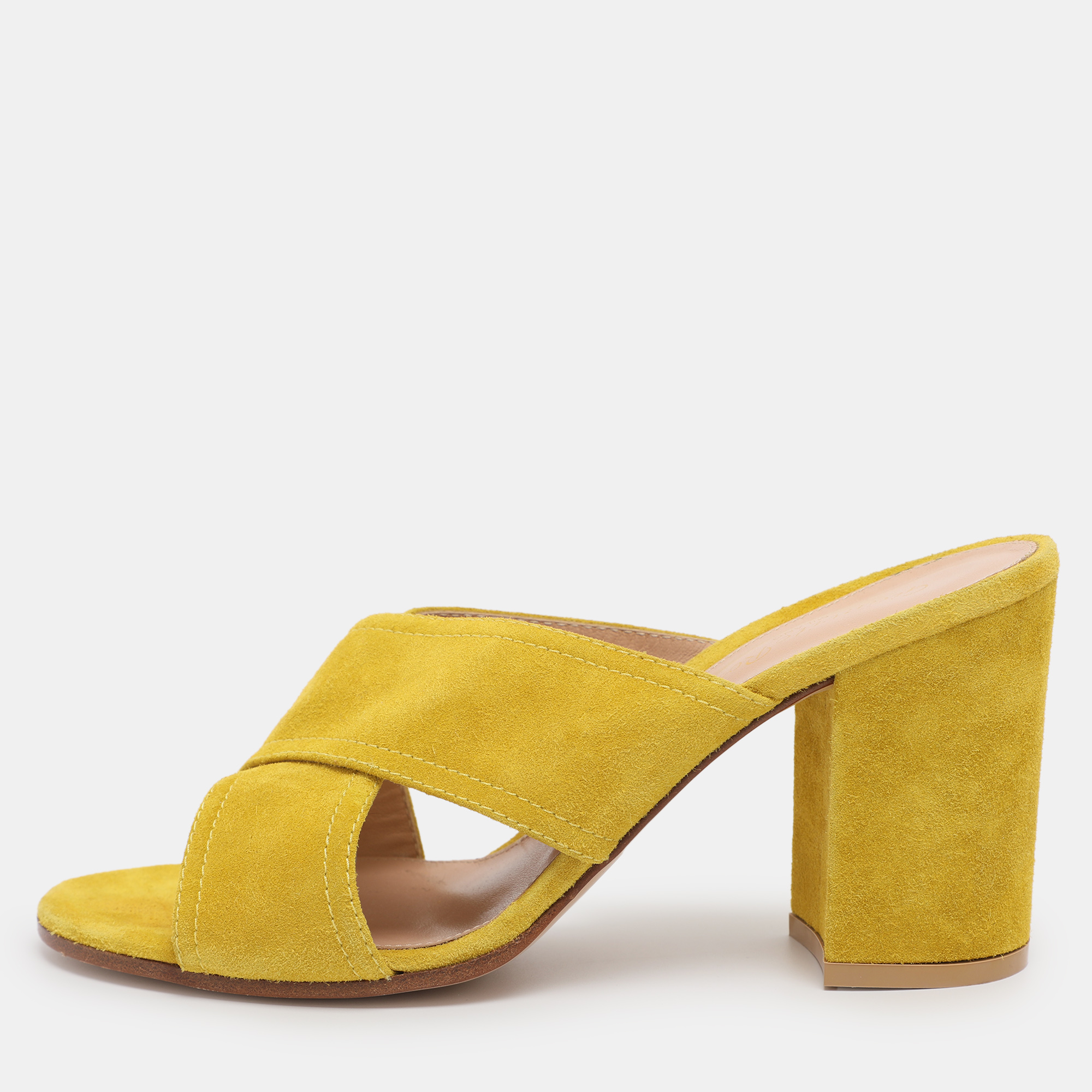

Gianvito Rossi Yellow Suede Mules Size 38