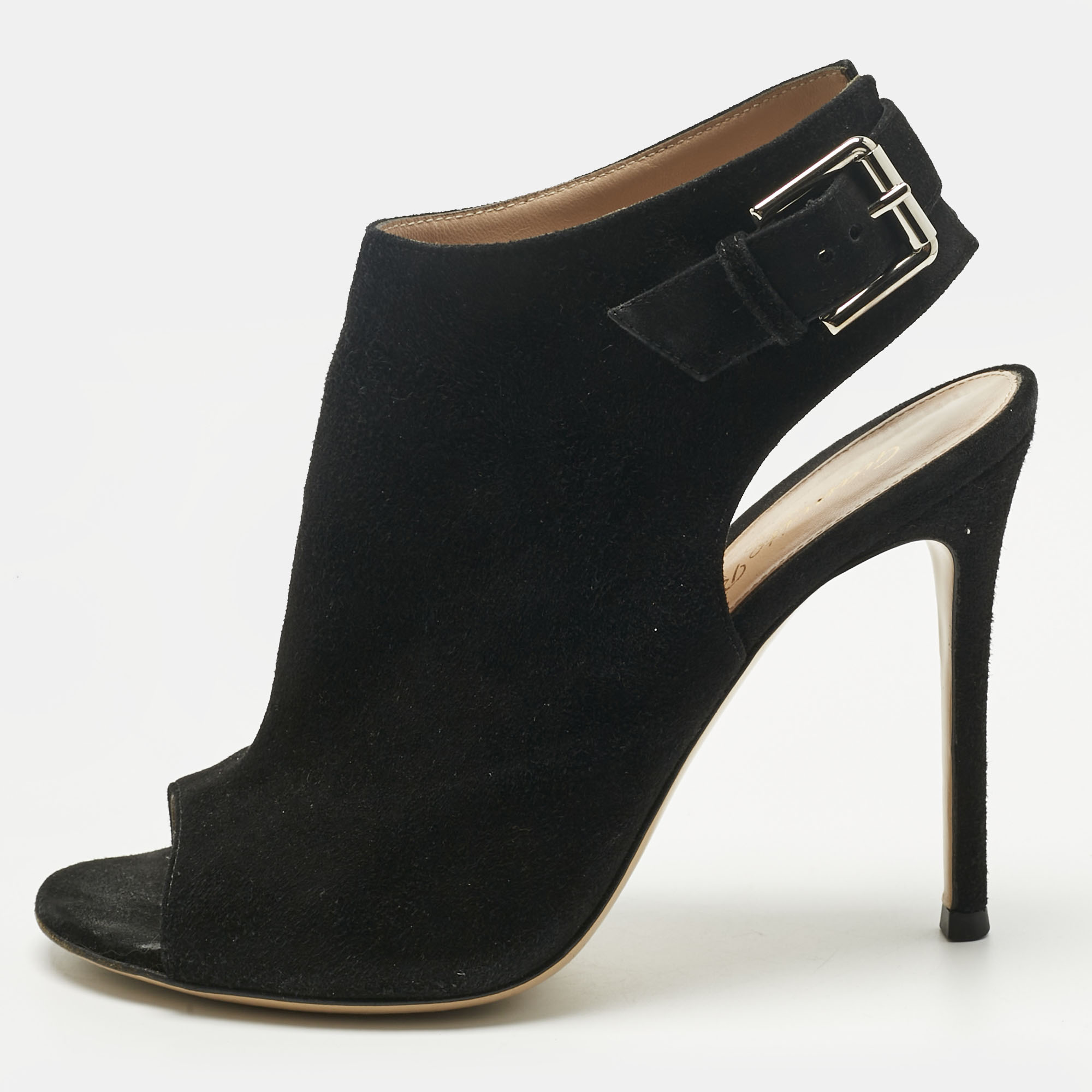 

Gianvito Rossi Black Suede Open Toe Slingback Sandals Size