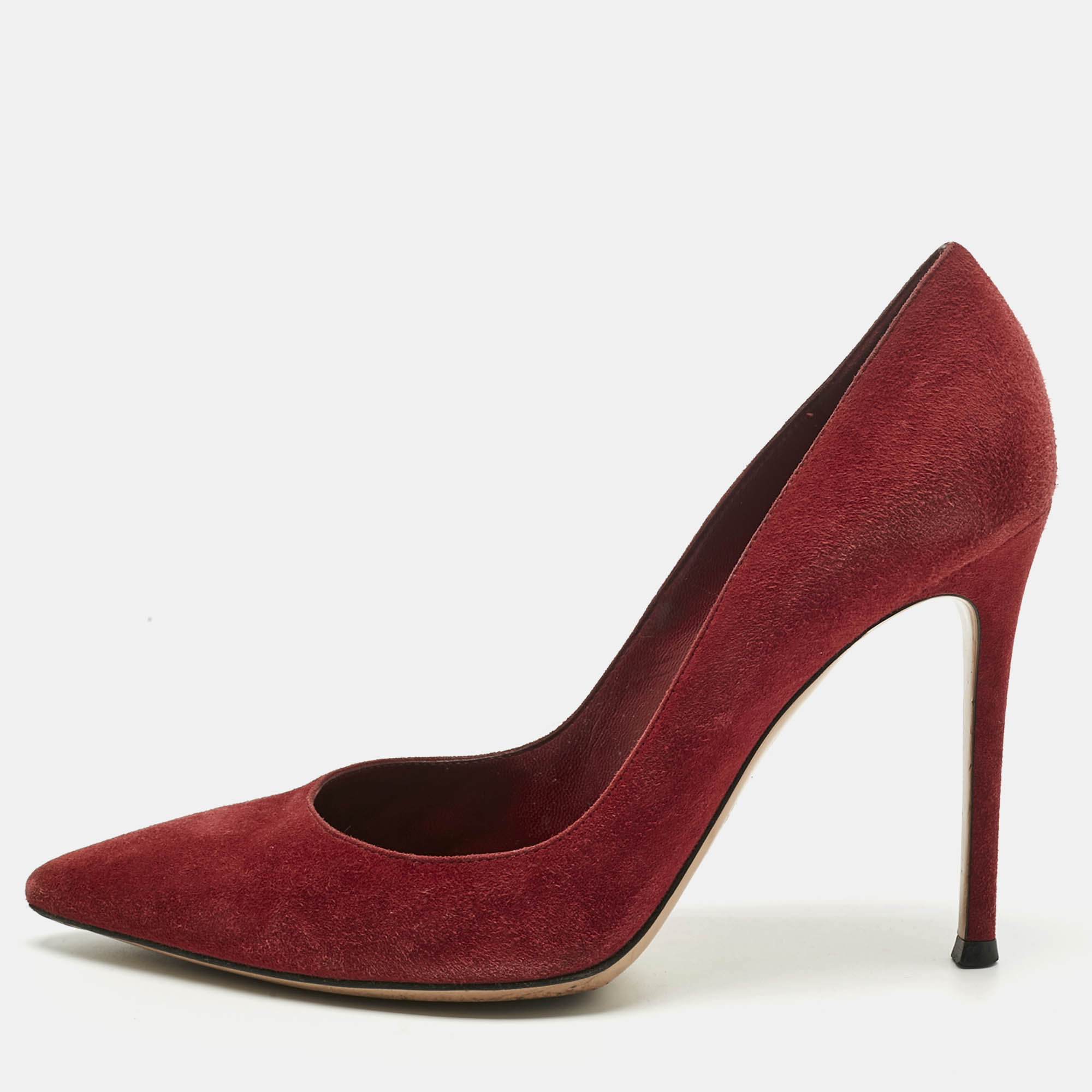 

Gianvito Rossi Burgundy Suede Pointed Toe Pumps Size