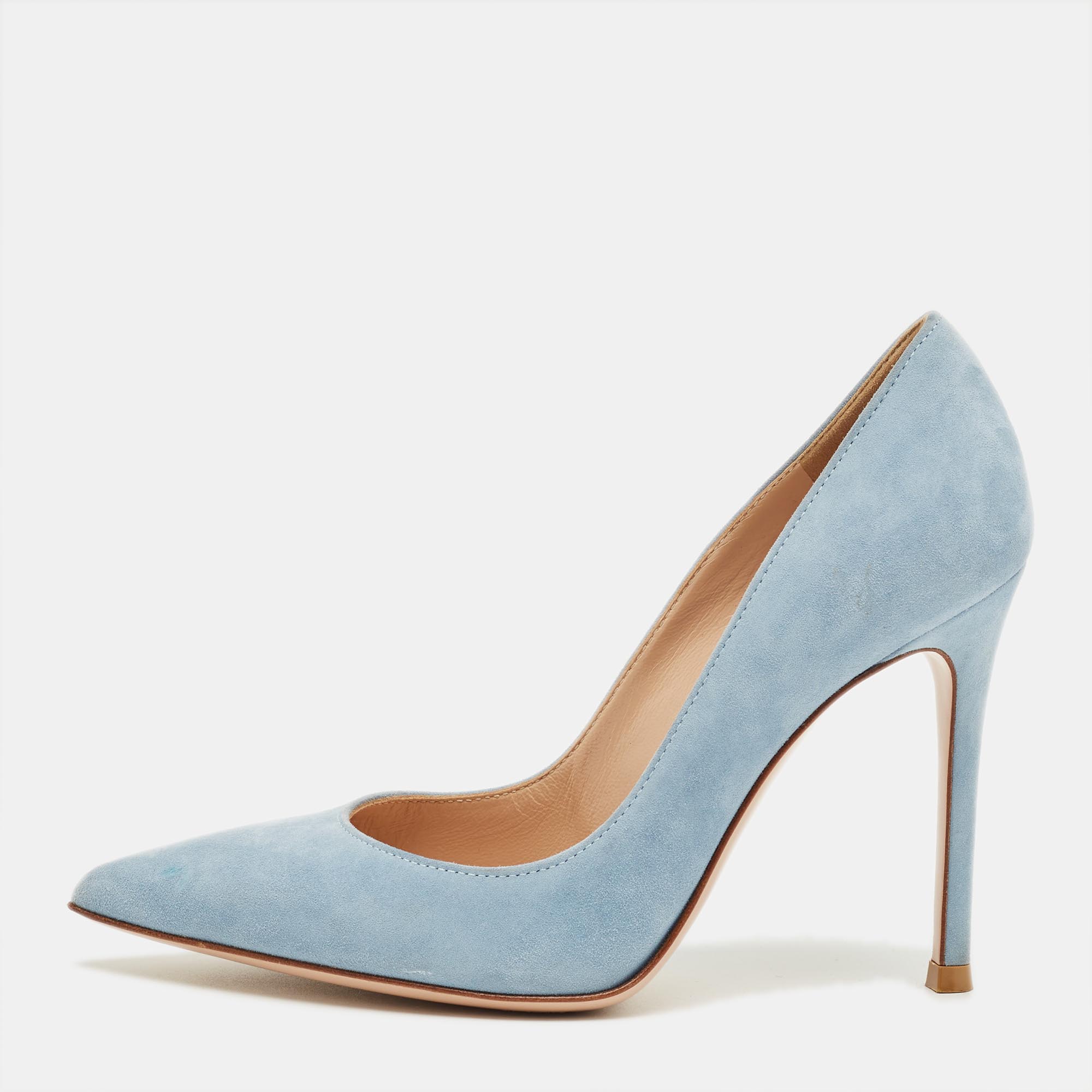 

Gianvito Rossi Blue Suede Gianvito 85 Pumps Size