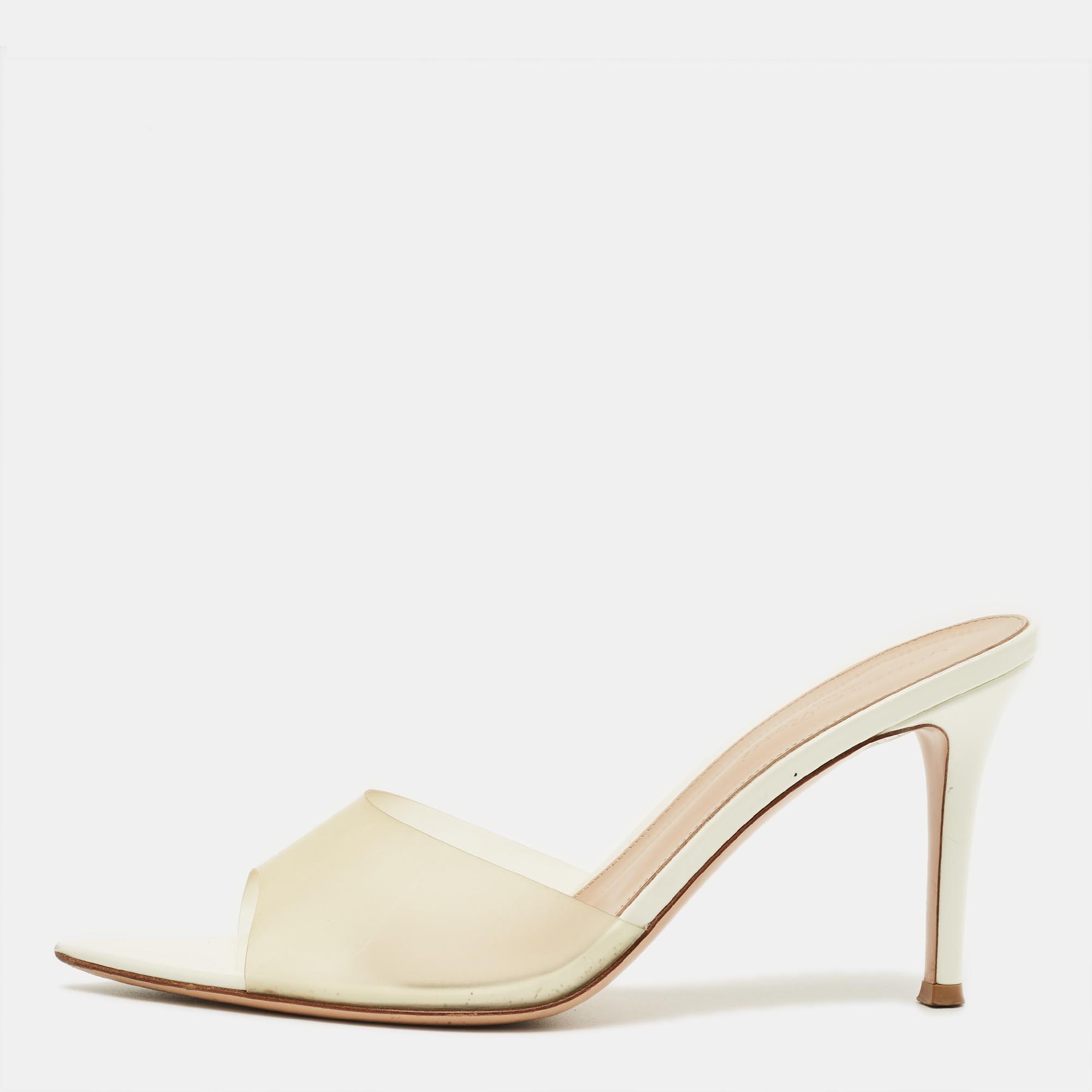 Pre-owned Gianvito Rossi Transparent Pvc Elle Slide Sandals Size 38