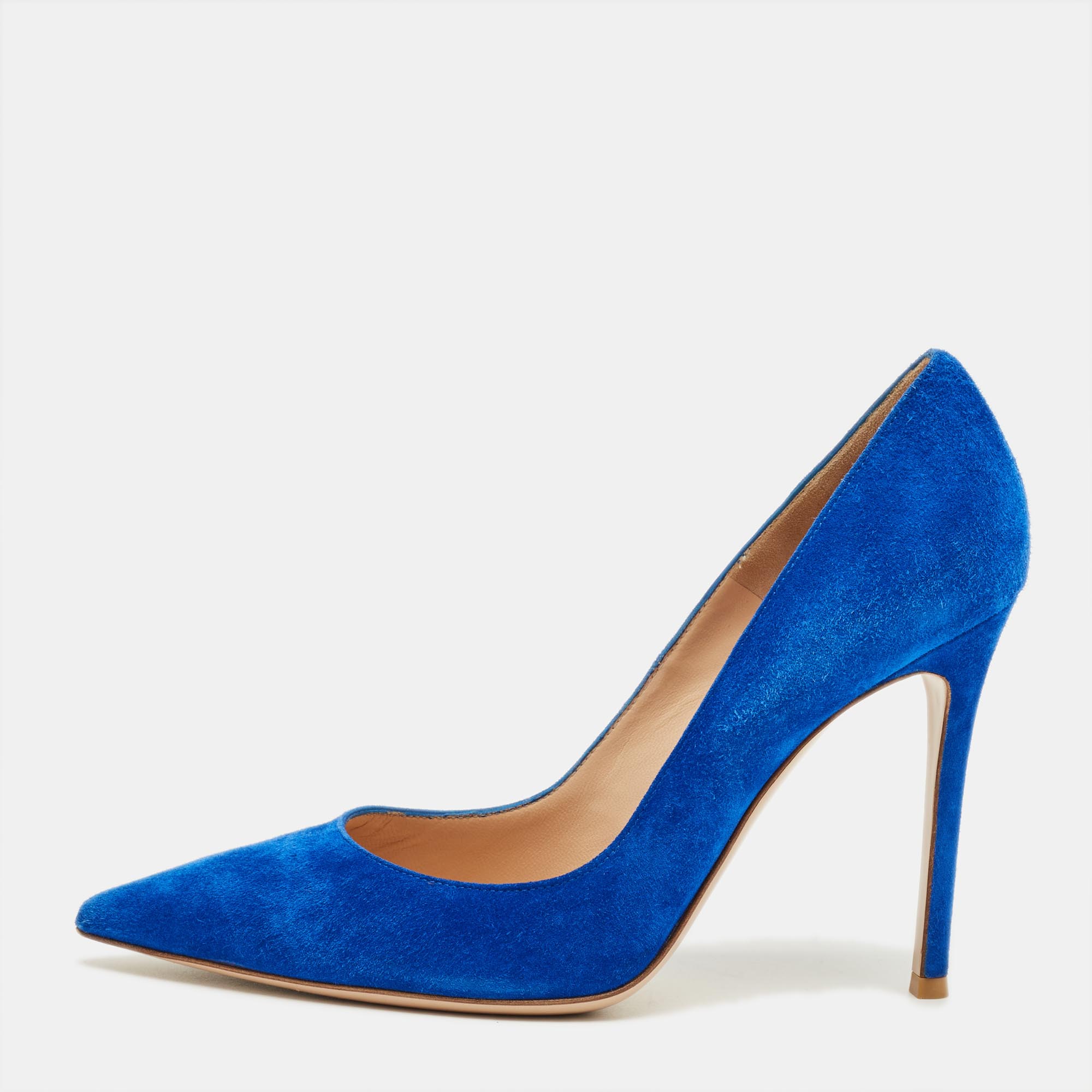 

Gianvito Rossi Blue Suede Gianvito 105 Pumps Size