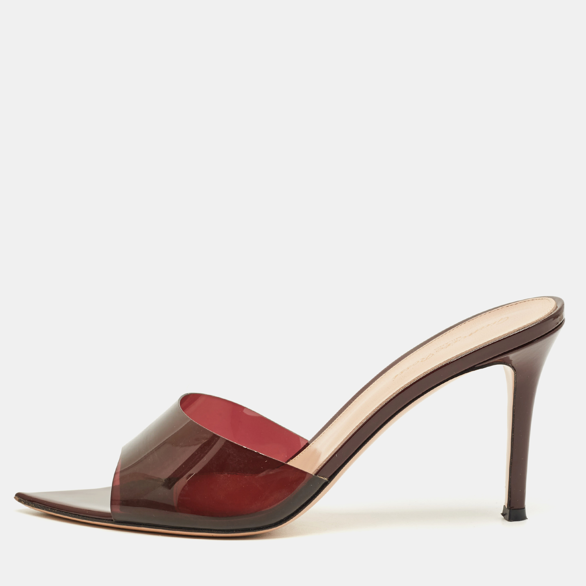 

Gianvito Rossi Brown PVC Elle Slide Sandals Size