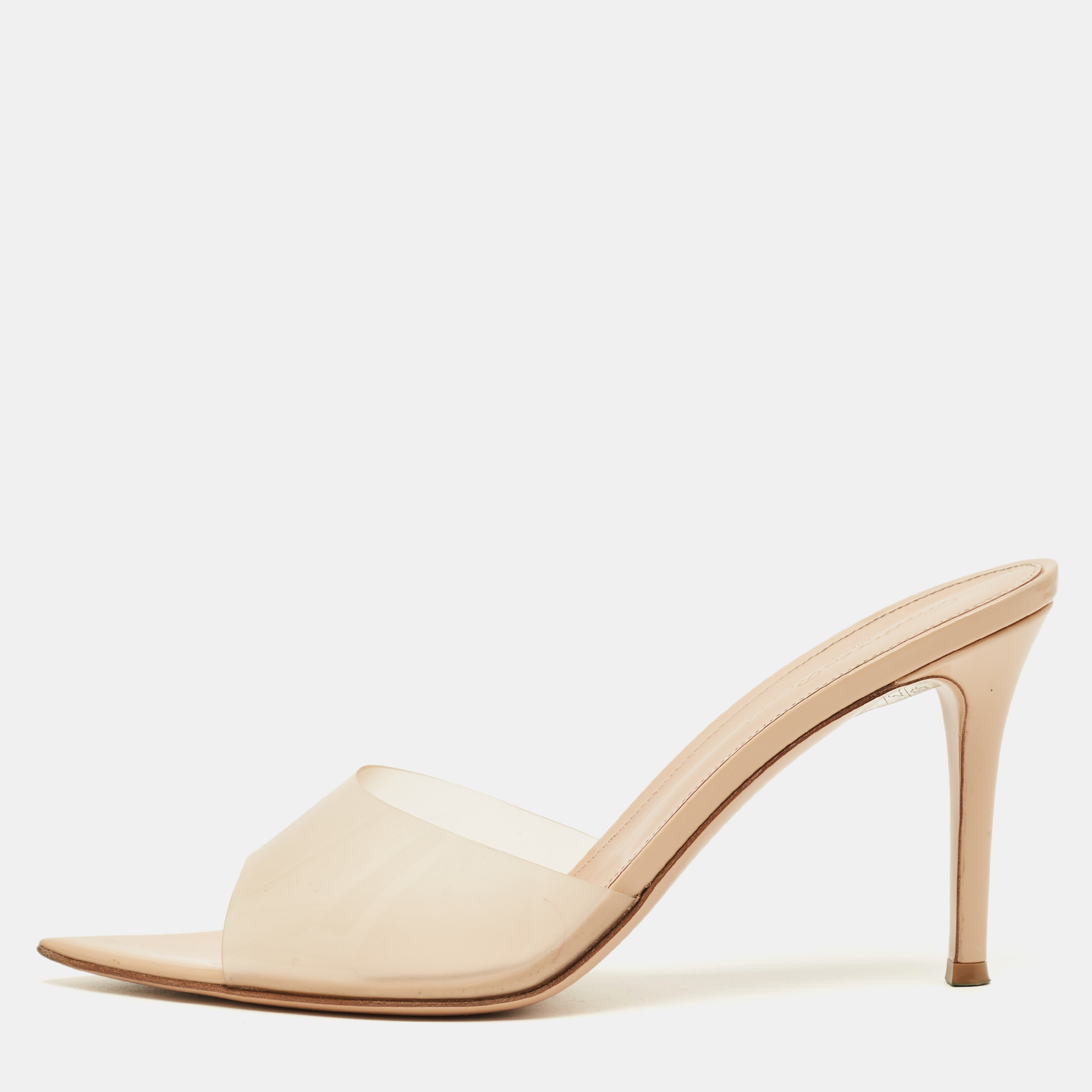 Pre-owned Gianvito Rossi Beige Pvc Elle Slide Sandals Size 40