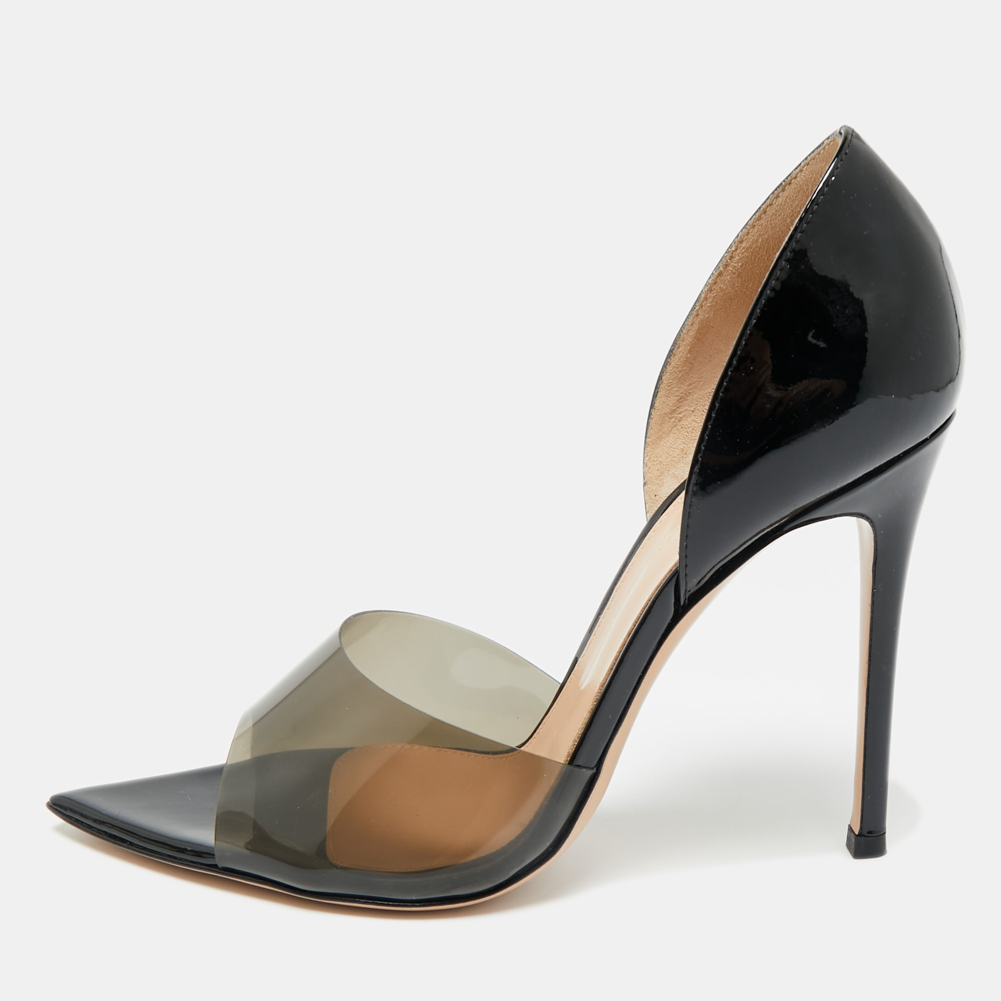 Pre-owned Gianvito Rossi Black Pvc And Patent Leather Bree Pumps Size 39