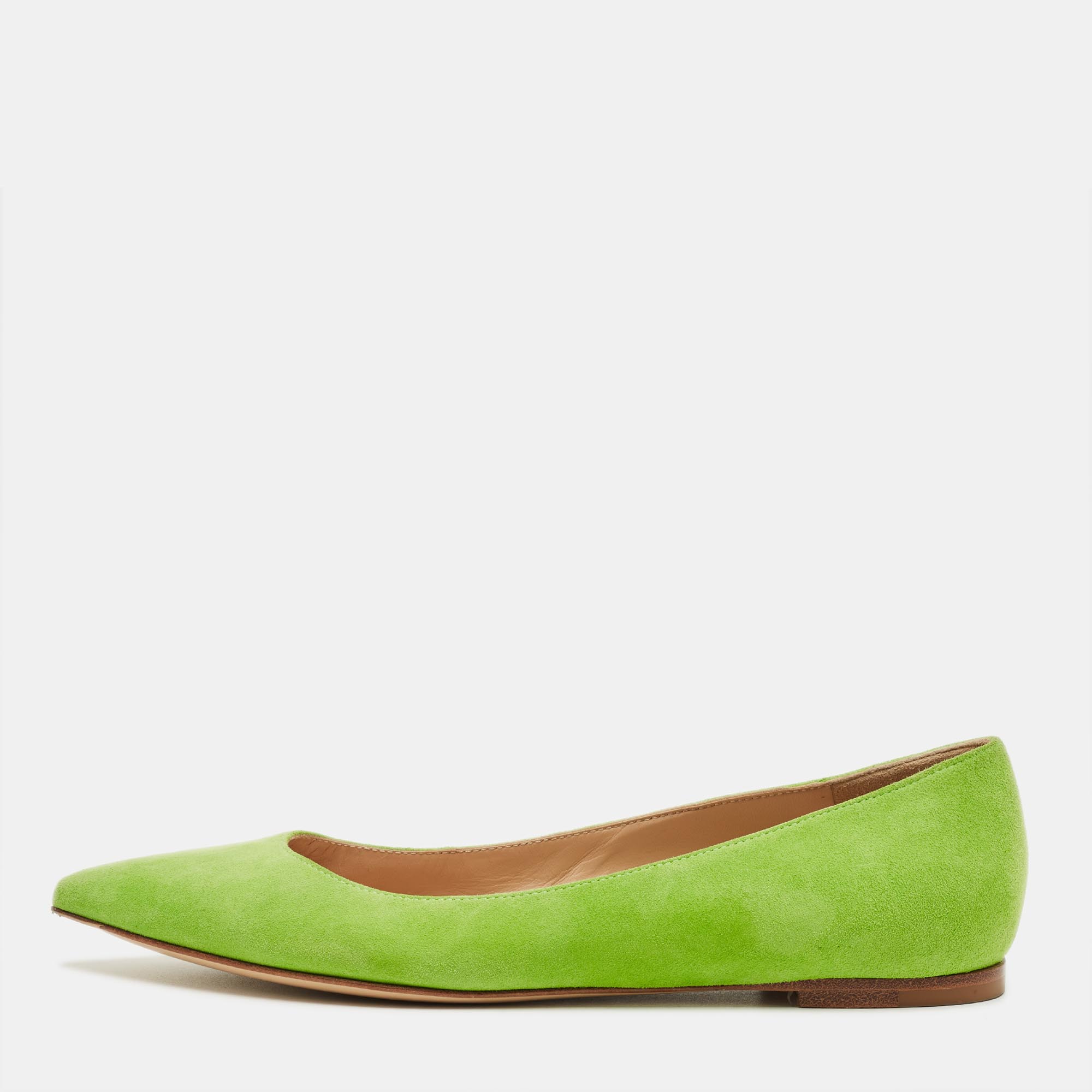GIANVITO ROSSI Pre-owned Green Suede Ballet Flats Size 36