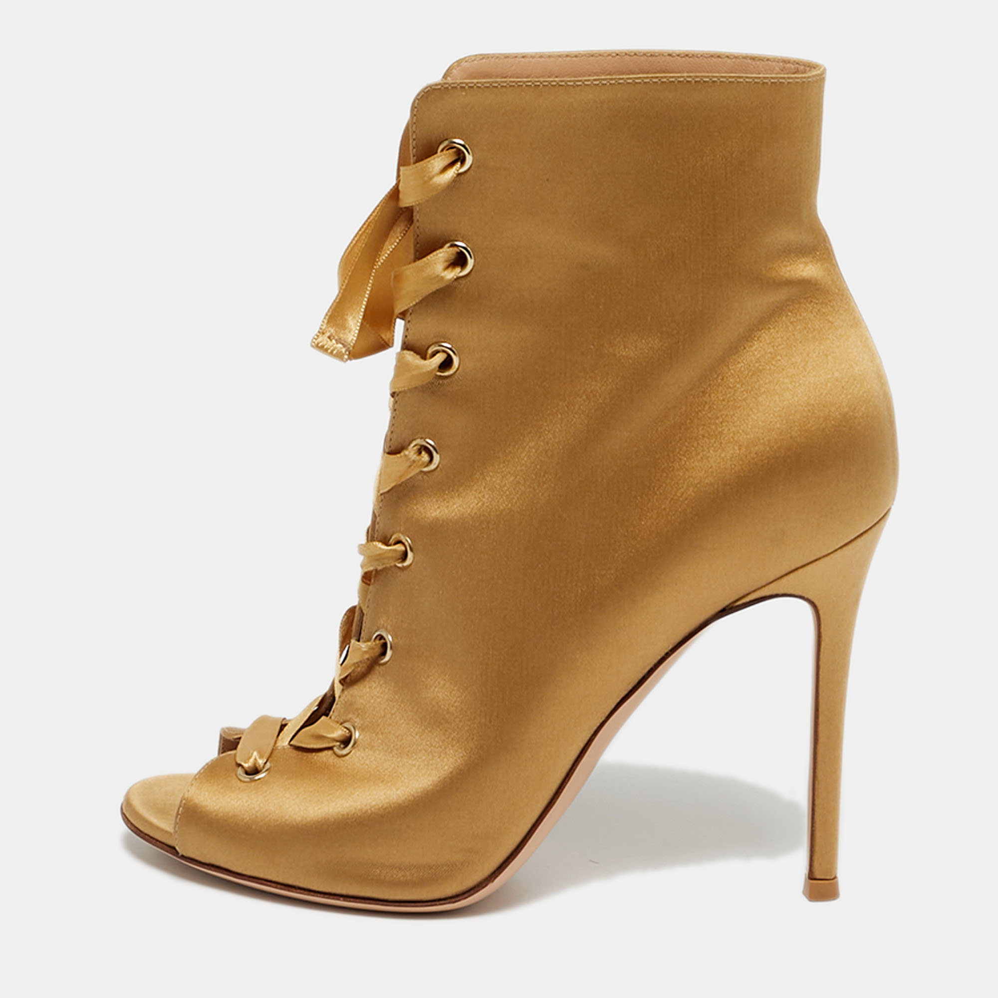 

Gianvito Rossi Marie Size  Gold Satin Ankle Length Boots