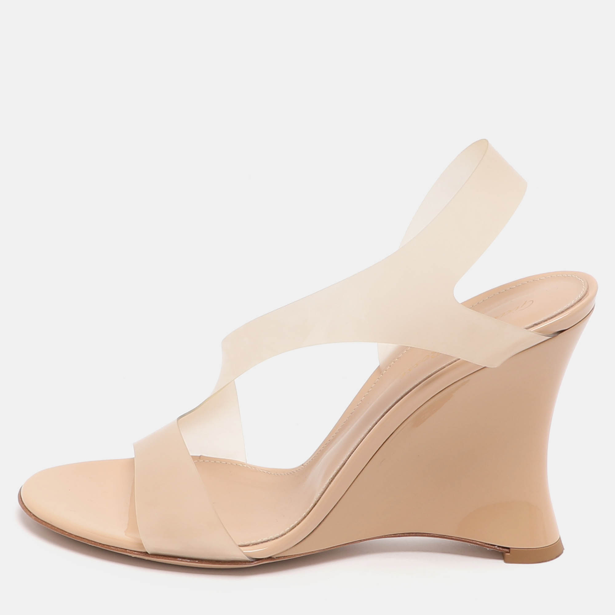 

Gianvito Rossi Size 39 Beige PVC Wedge Sandals