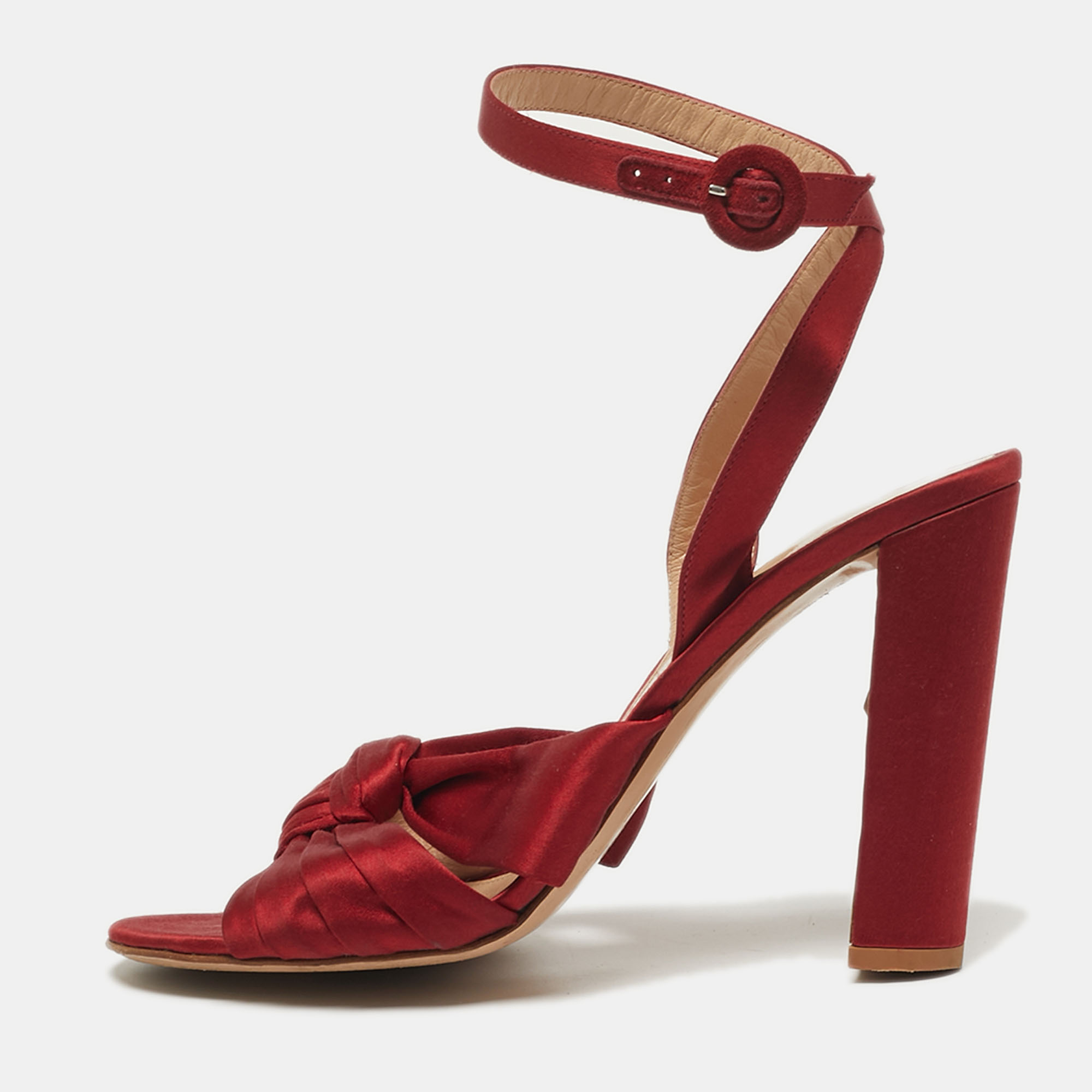 

Gianvito Rossi Size  Red Satin Ankle Knot Sandals