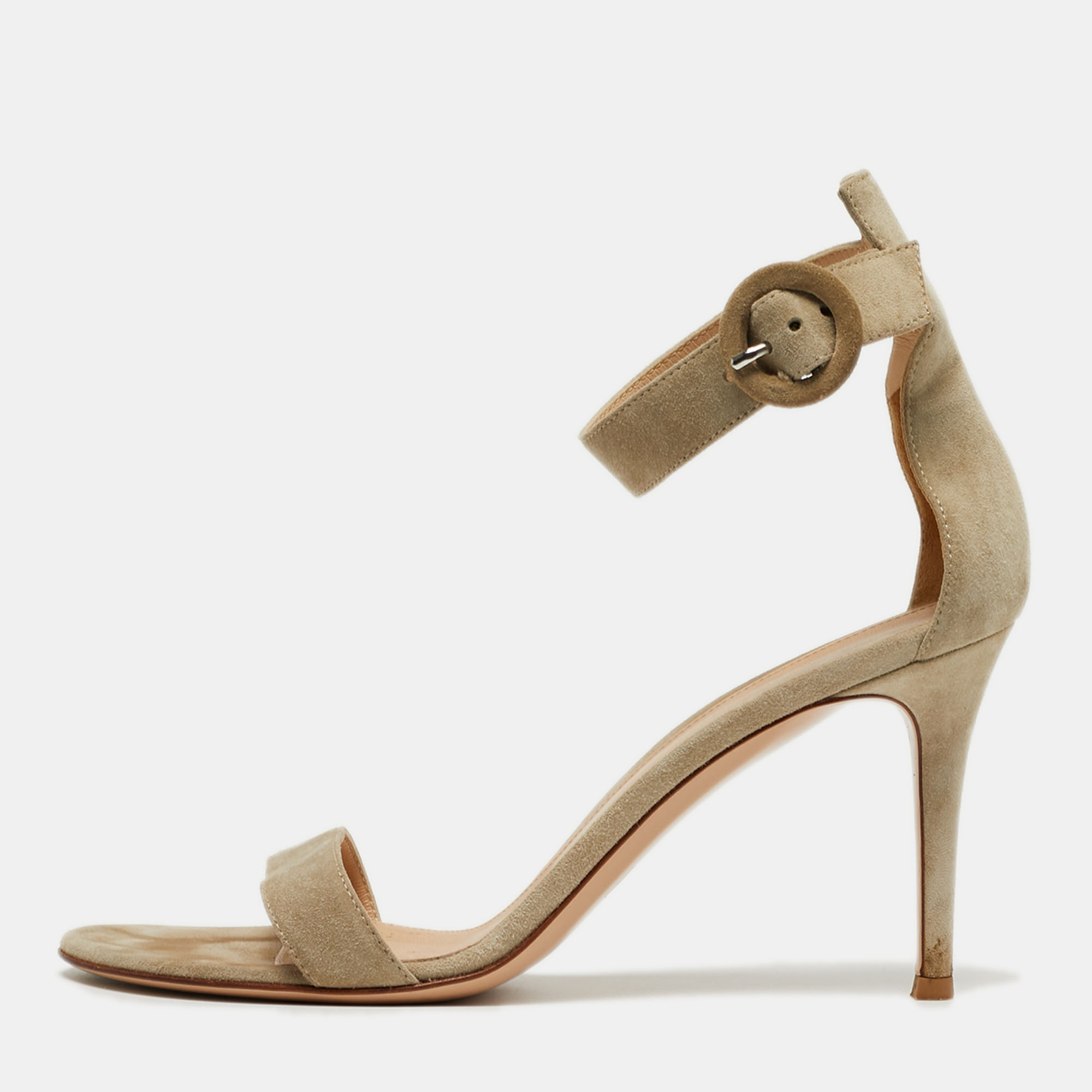 

Gianvito Rossi Portofino Size  Grey Suede Ankle Strap Sandals
