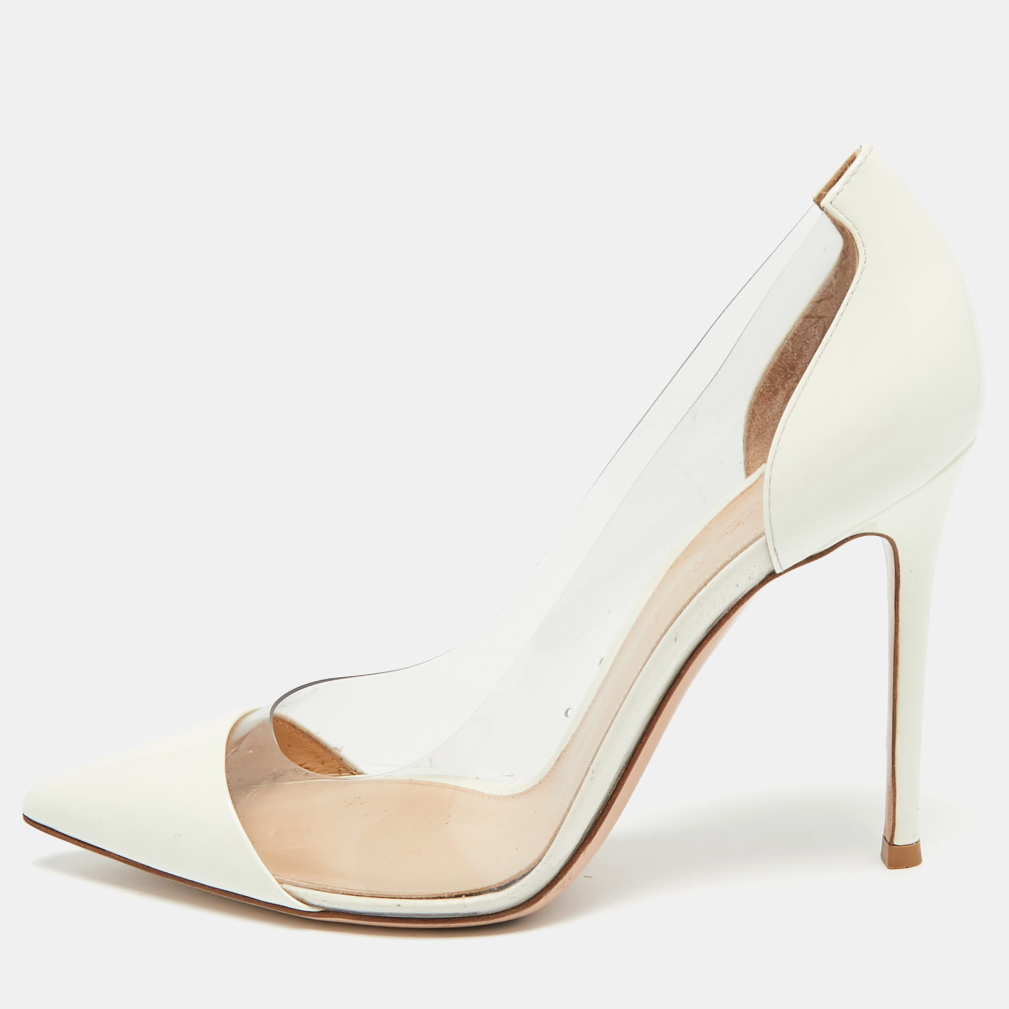 

Gianvito Rossi Plexi Size  White/Transparent Patent Leather and PVC Pointed Toe Pumps