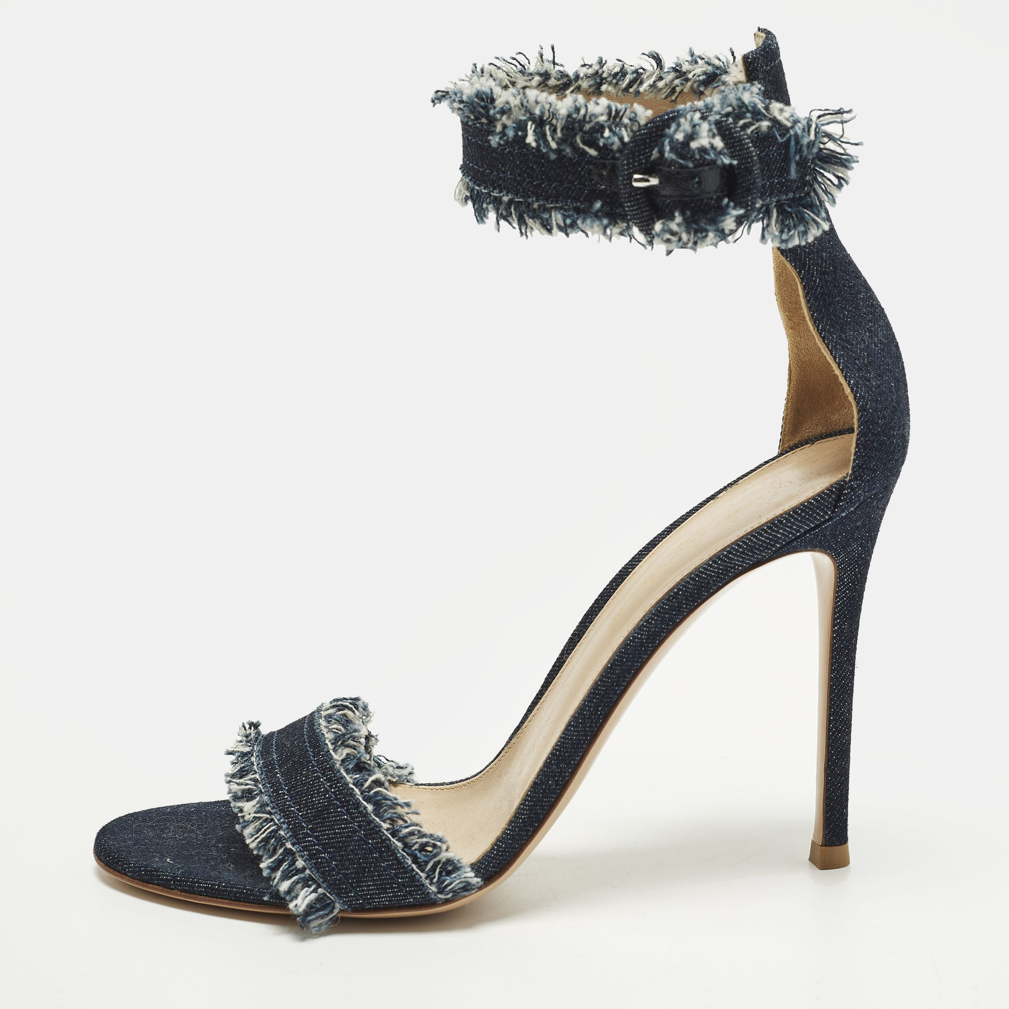 

Gianvito Rossi Portofino Size  Blue Denim Ankle Strap Sandals
