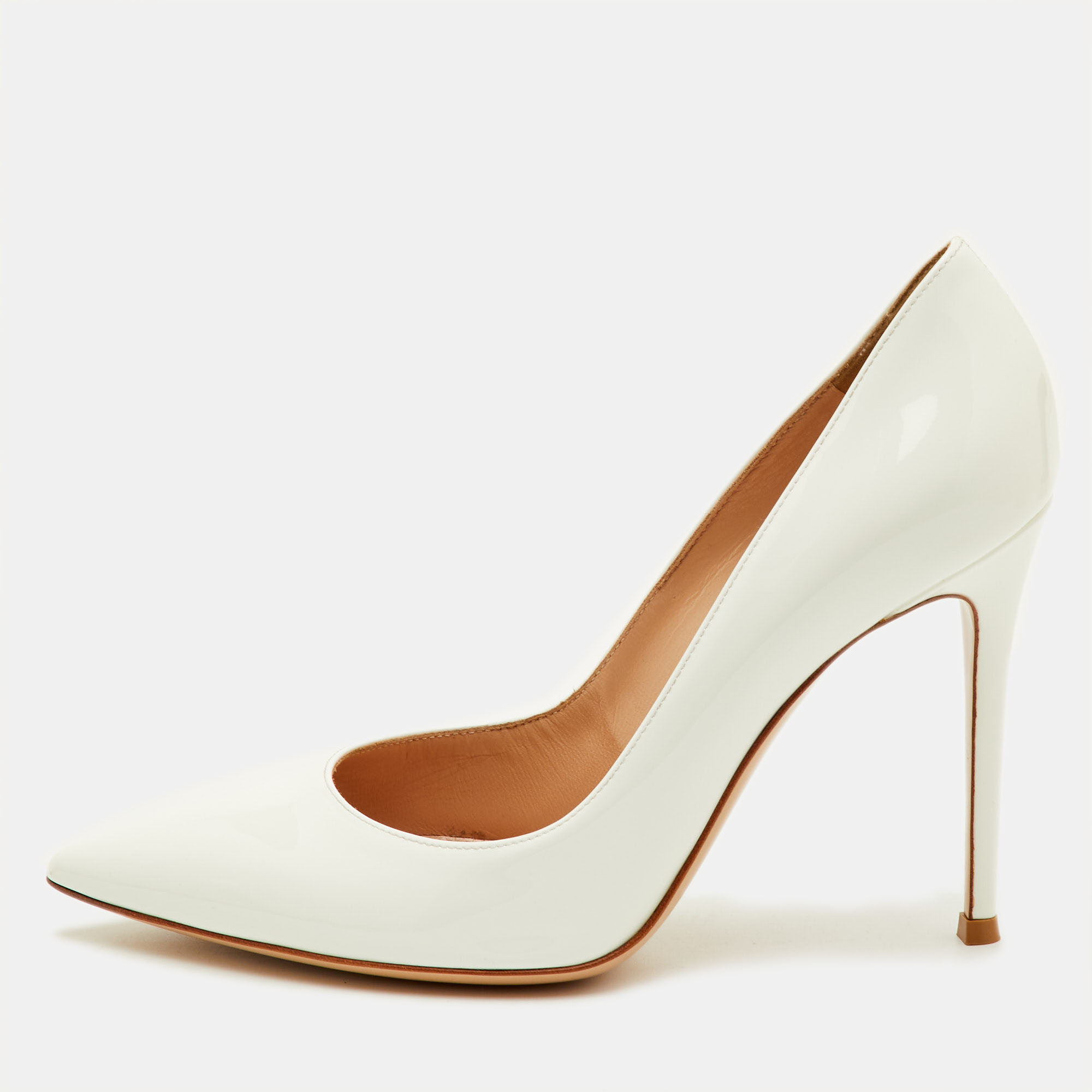 

Gianvito Rossi Gianvito 105 Size  White Patent Leather Pointed Toe Pumps