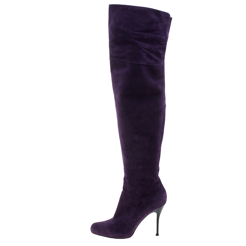 

Gianvito Rossi Purple Suede Over the Knee Boots Size