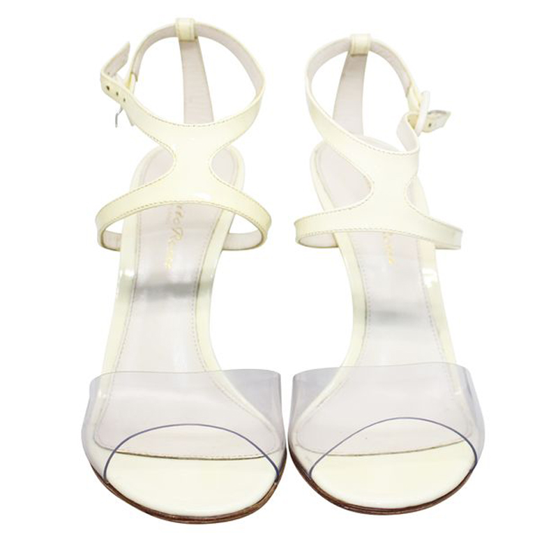 

Gianvito Rossi Off White Plexi Trasp And Patent Leather Sandals Size