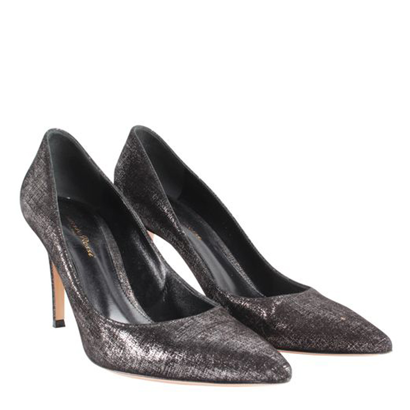 

Gianvito Rossi Black Metallic Canvas Pumps Size