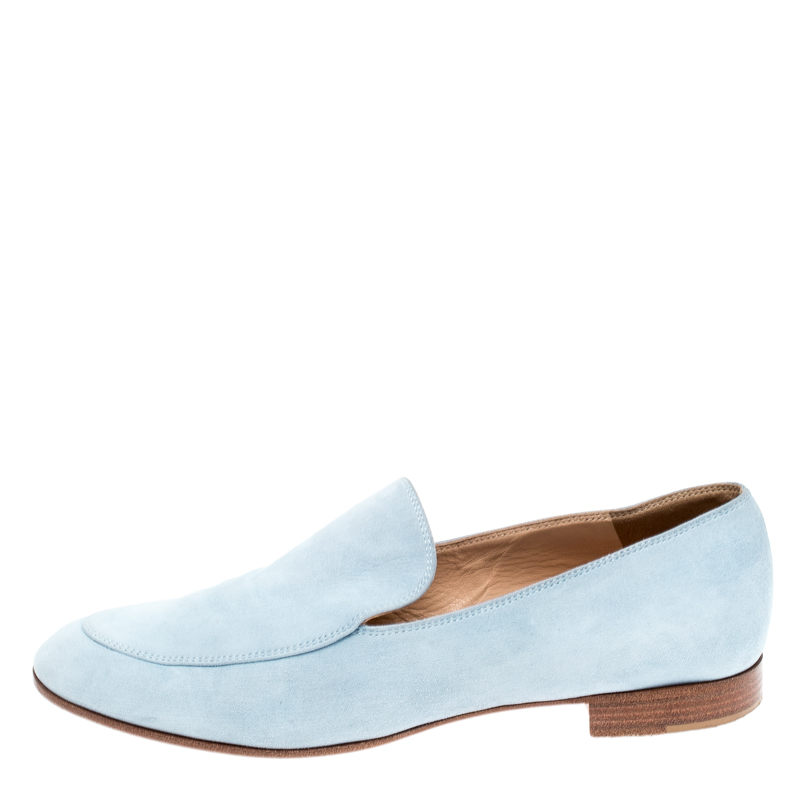 

Gianvito Rossi Light Blue Suede Marcel Loafers Size