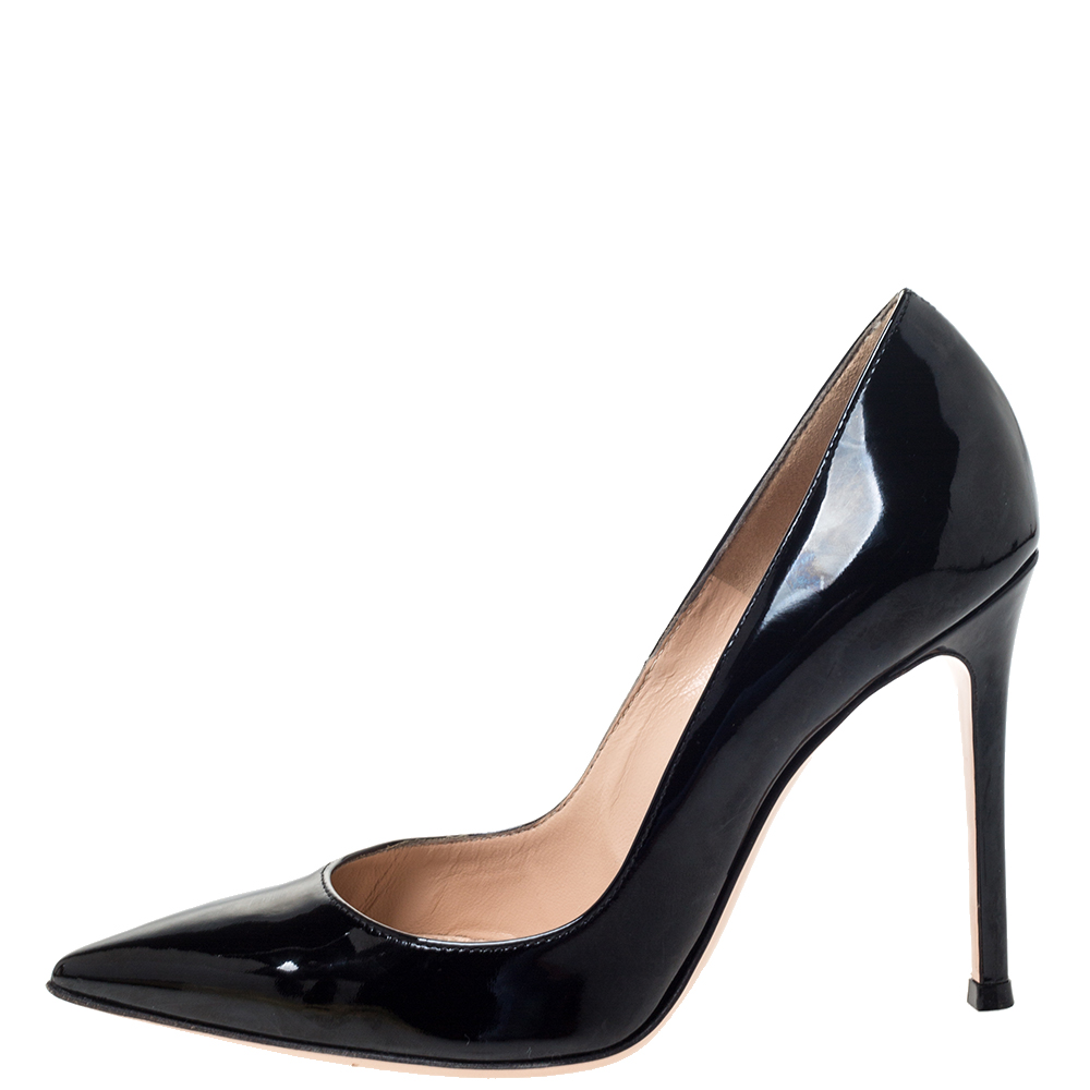 

Gianvito Rossi Black Patent Leather Pointed Toe Pumps Size